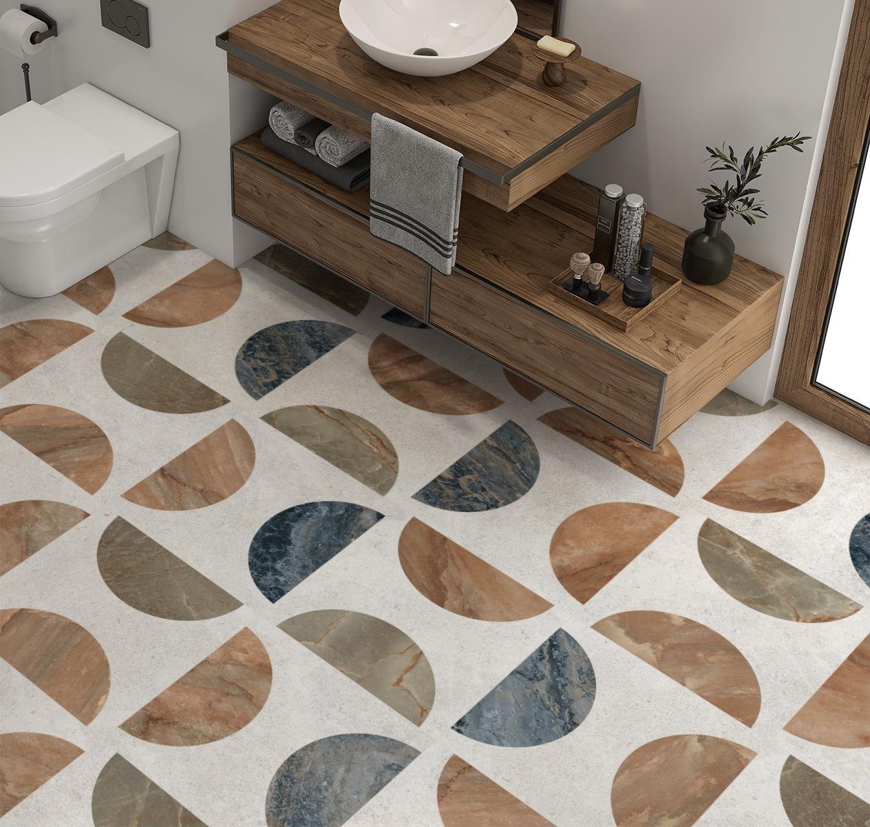 Head in the Clouds, Pattern A, Grande Scale, Orobico Matte, J'Adore Matte, Nuage Matte, Eggshell Grout