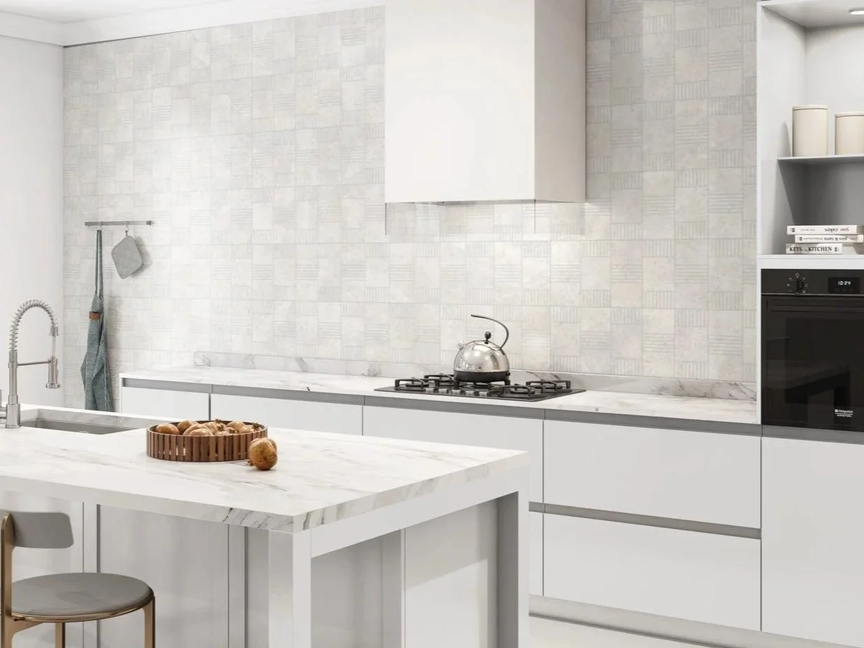 Elevation, Pattern A, Petite Scale, Clair, Matte Sea Salt Grout