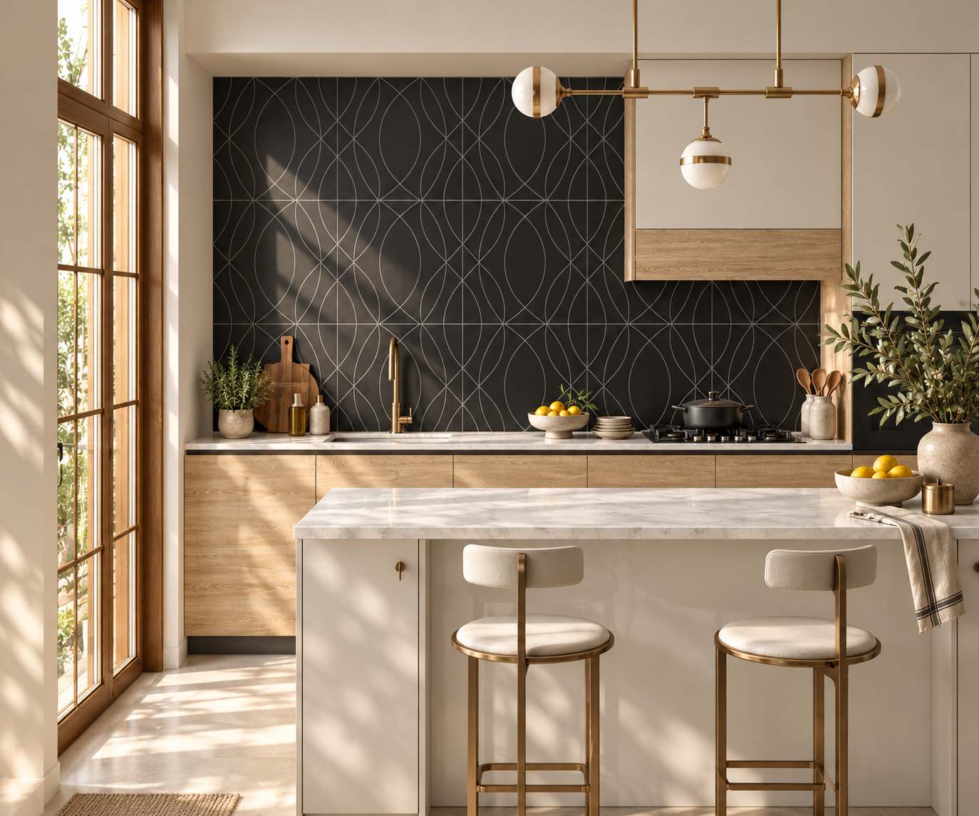 Legato, Pattern A, Grande Scale, Dark Matte, Warm Gray Grout