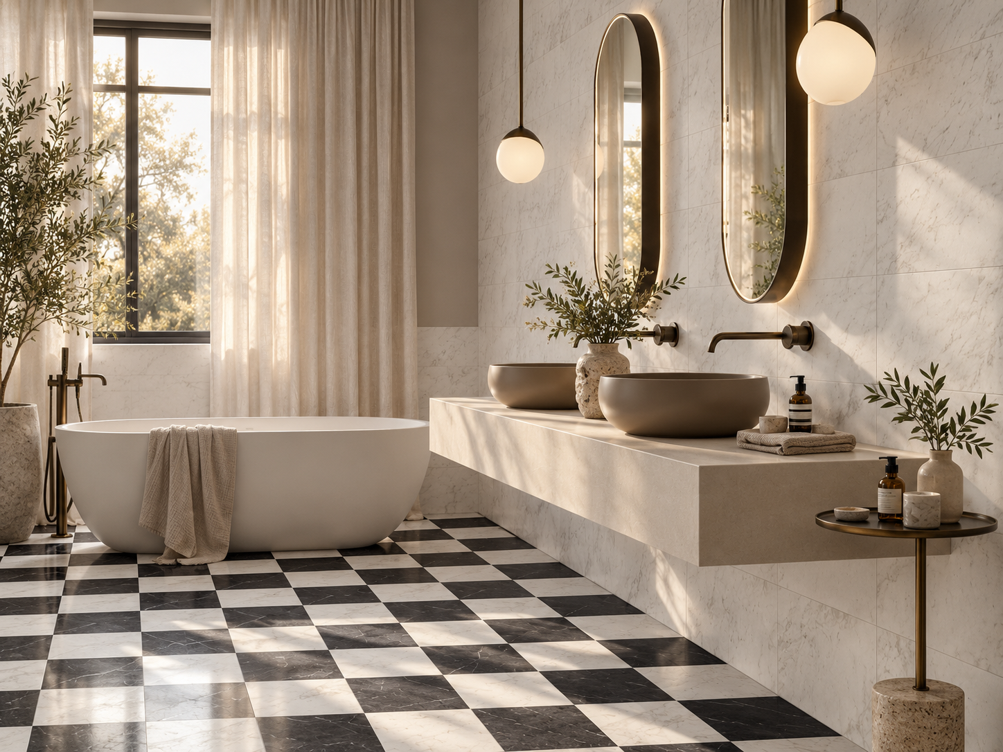 Audrey Lane-Framework Pattern Tile-Carrara 12x12-Nero Select 12x12-Checkerboard Floor Tile Bathroom.png