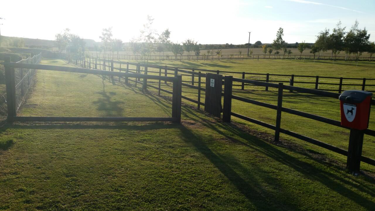 Fenced-off dog walking area