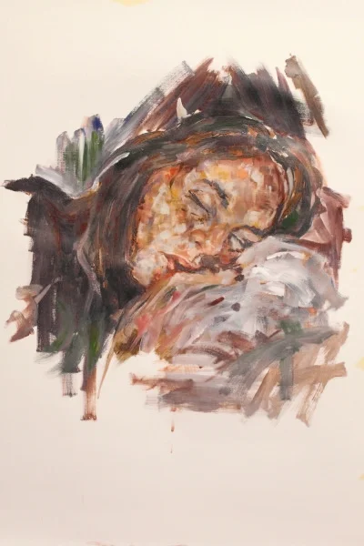   Improbable self portrait,&nbsp; acrylic on linen backed paper, 2013 