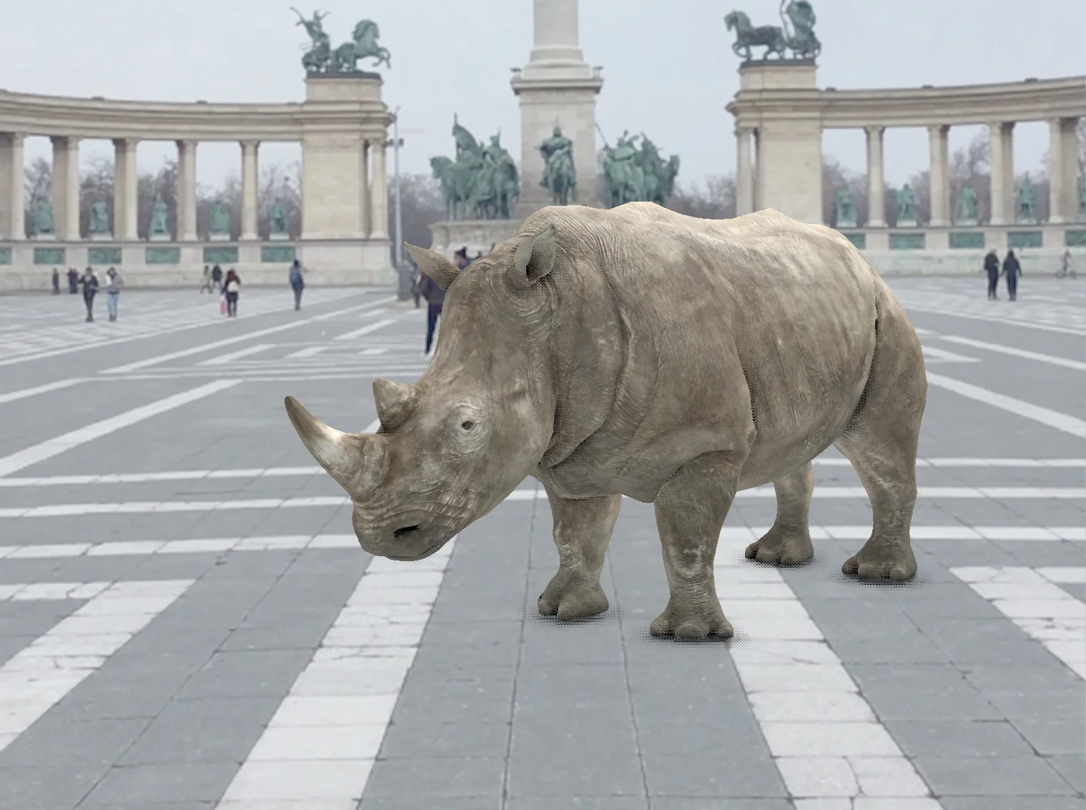 Testing the AR app – One of the last three Northern White Rhinos in the heart of Budapest