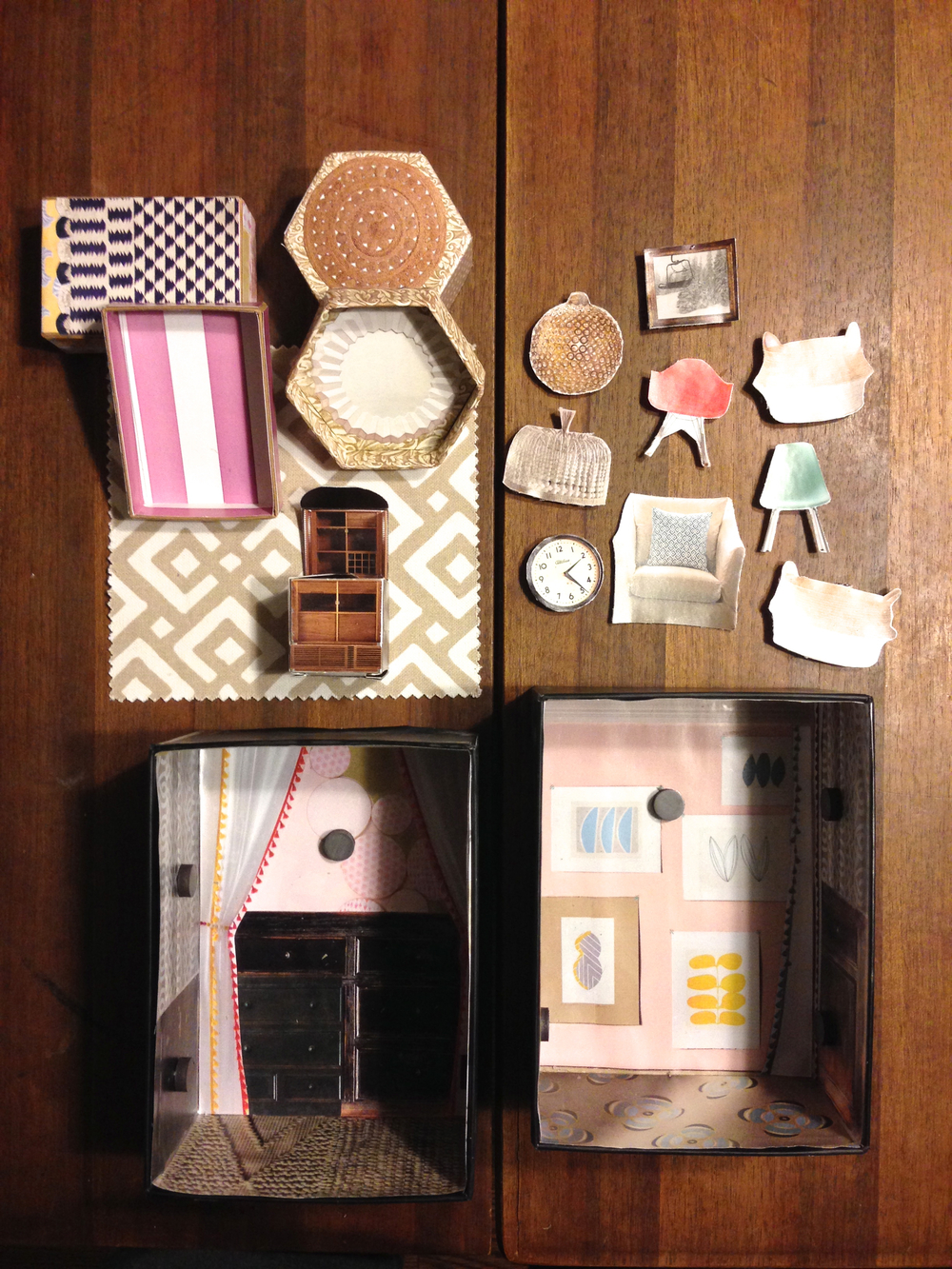 A DIY paper dollhouse made from upcycled catalogs