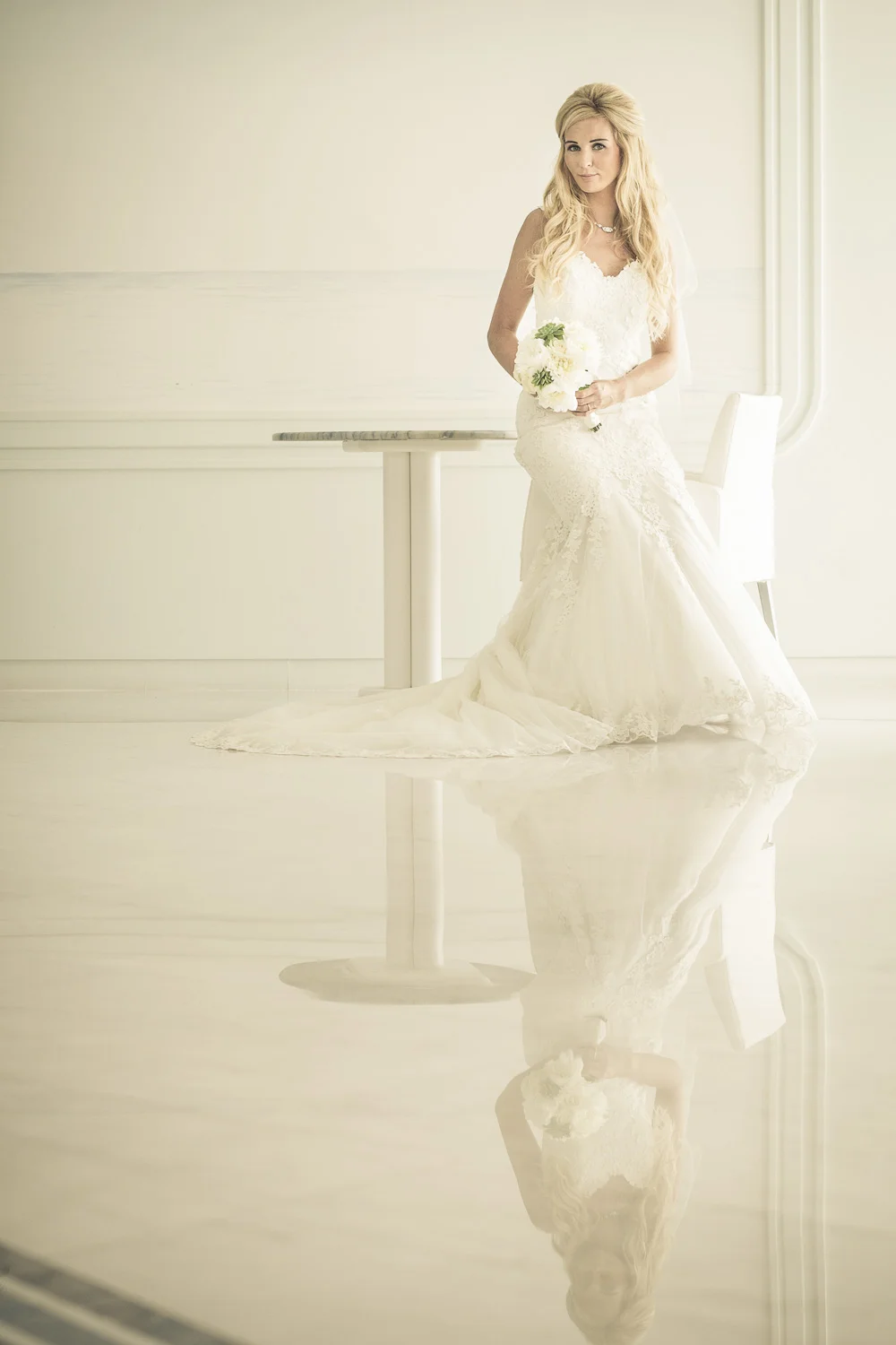 Wedding photo of a bride's reflection