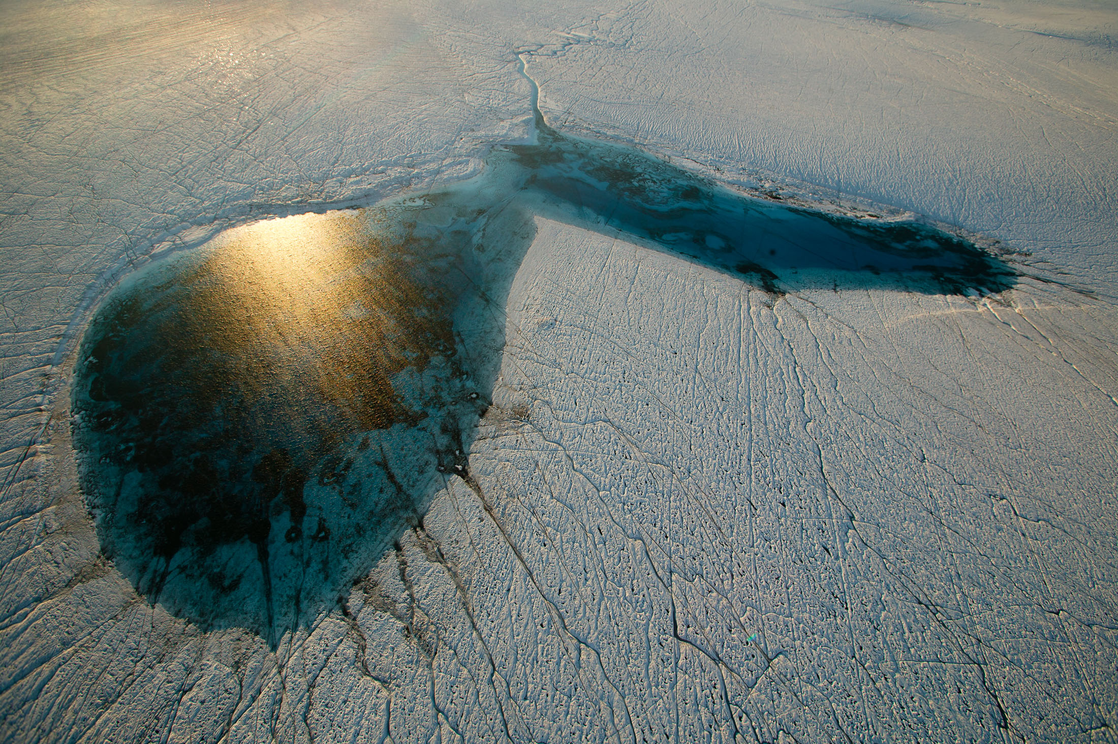 A melt lake in the shape of a heart on Greenland