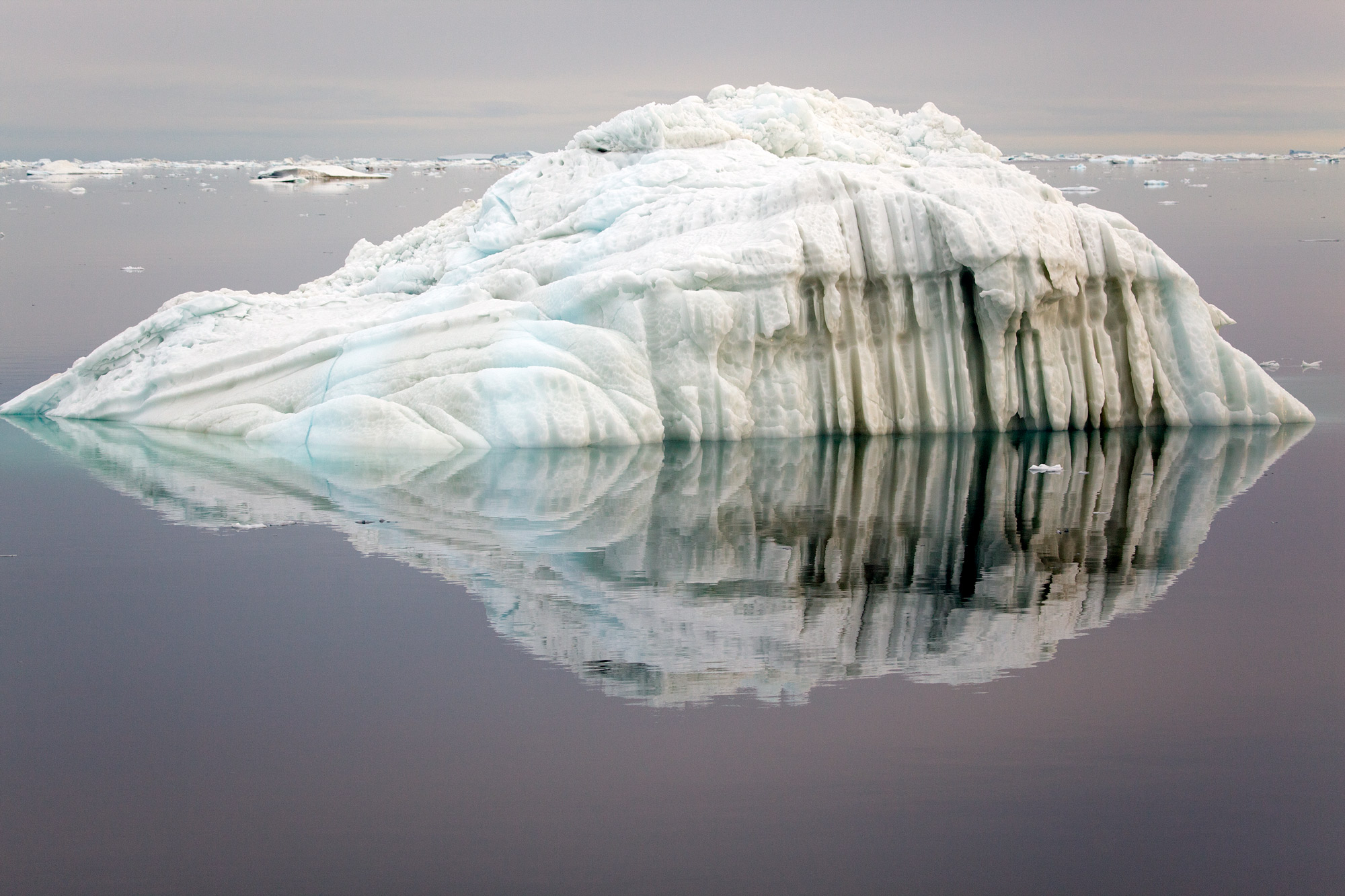 Iceberg with furrows made by ocean water