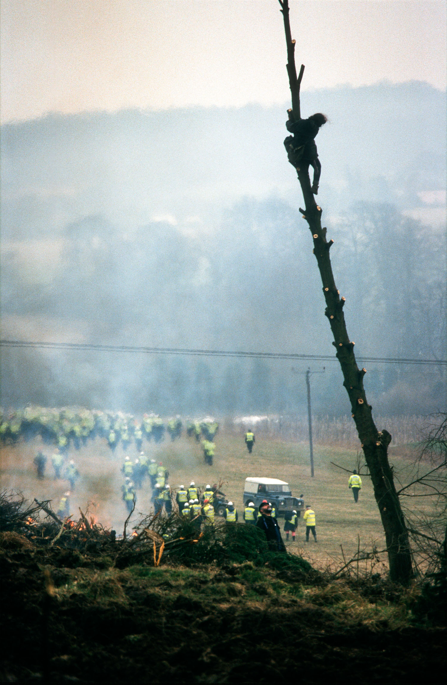 Protester occupies a tree at Newbury