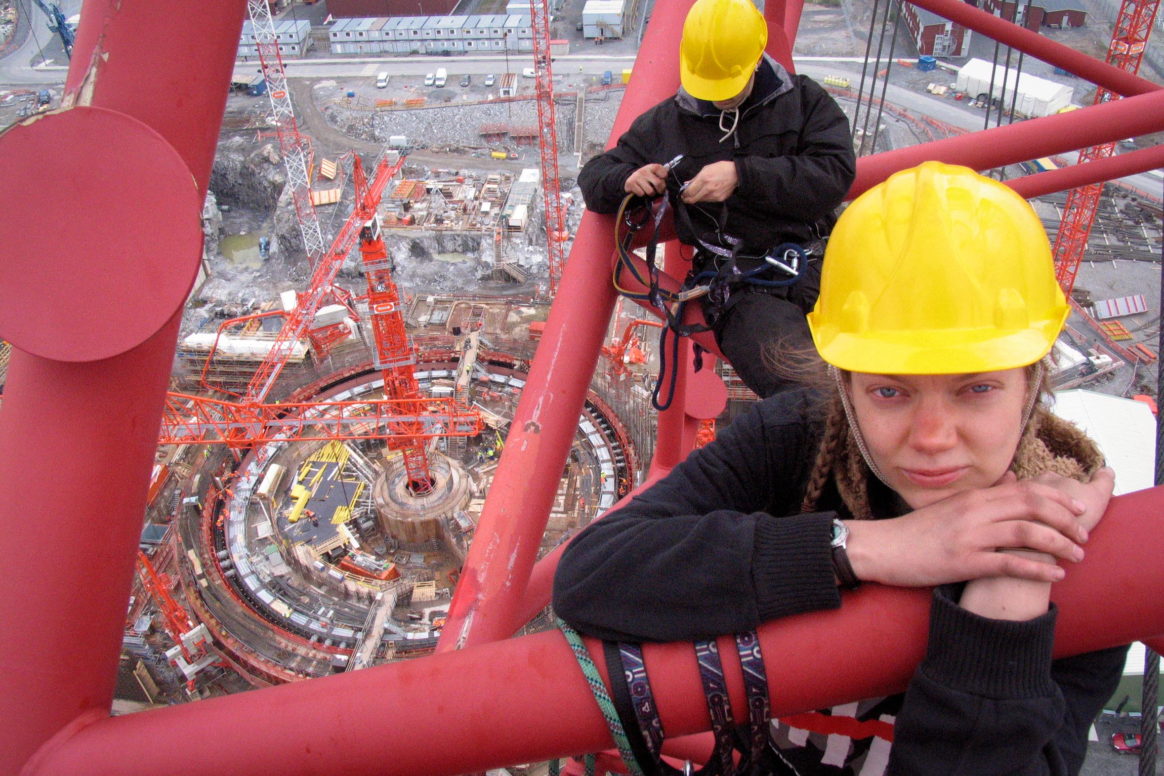 Activists climb crane at Nuclear Protest