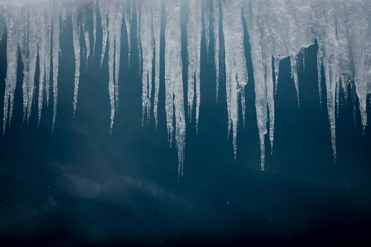Icicles hang from iceberg