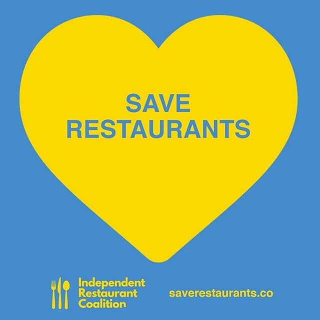 Not a typical graphic for our feed, but the most important message yet. The Independent Restaurant Coalition is working to help save restaurants through this economic crisis. Join me and my friends in supporting this important cause to unite and crea