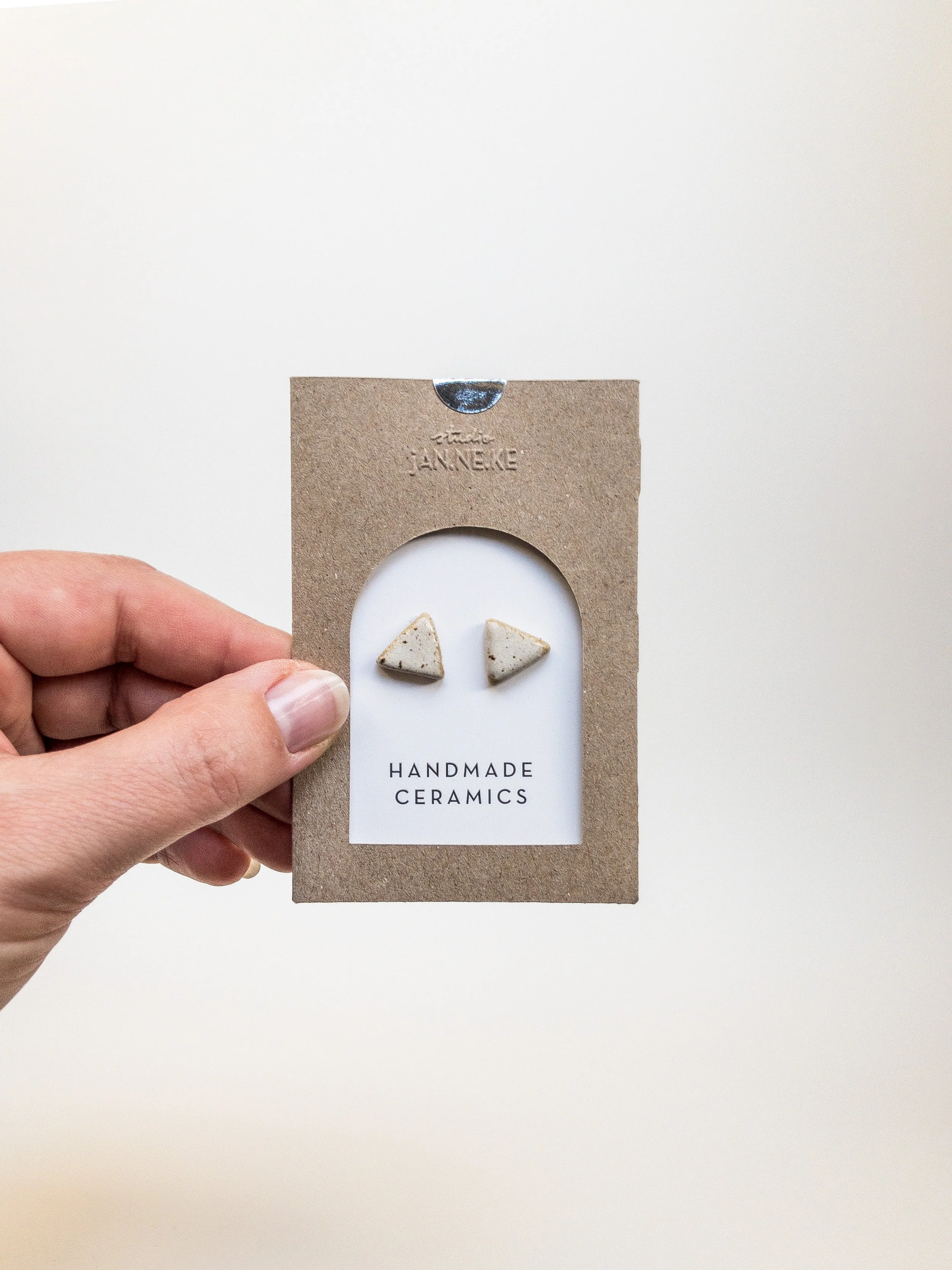 TRIANGLE set of two - Ear studs Earrings - Ceramic Jewellery - Handmade Ceramics by Studio Janneke in London