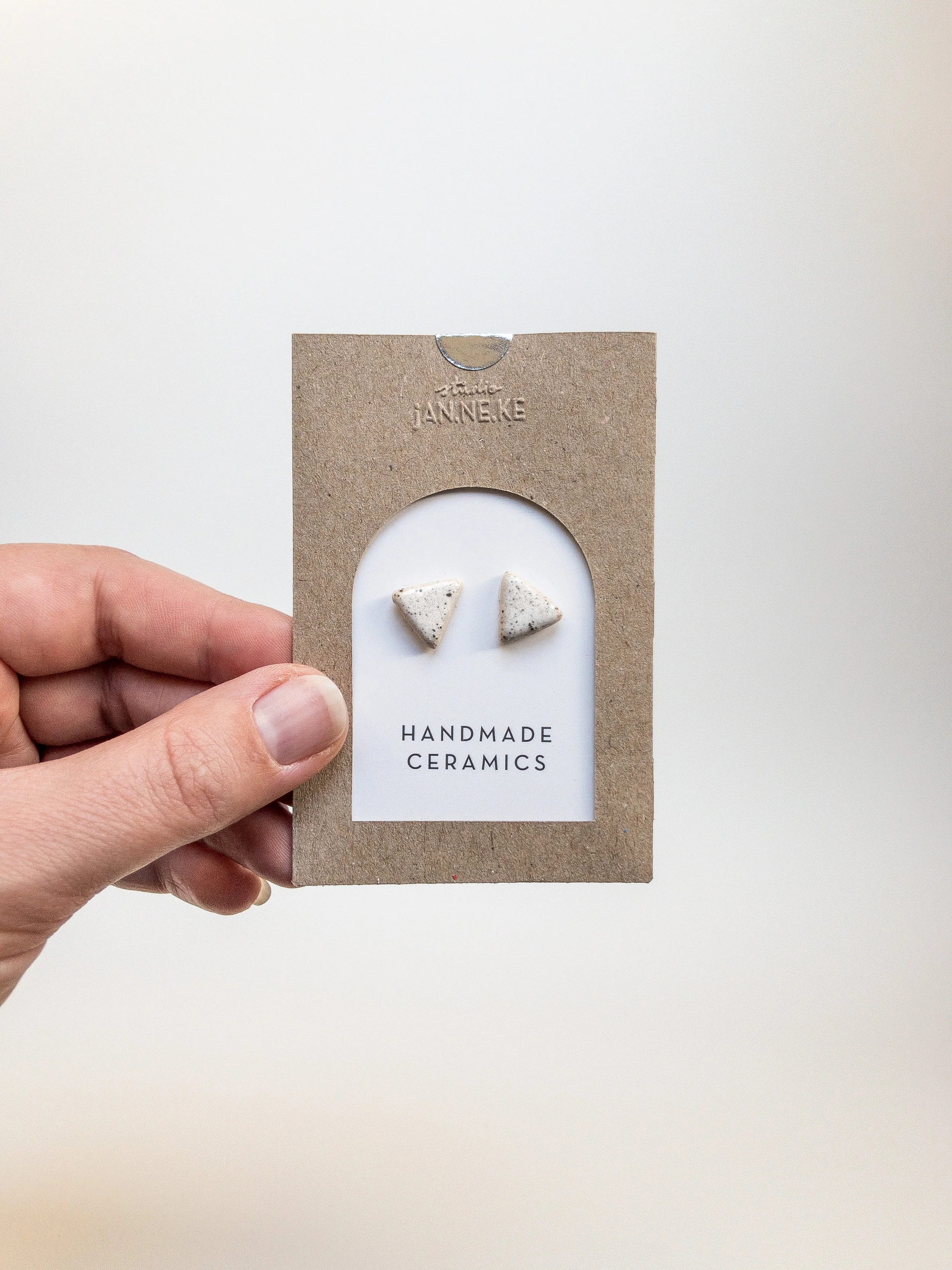 TRIANGLE set of two - Ear studs Earrings - Ceramic Jewellery - Handmade Ceramics by Studio Janneke in London