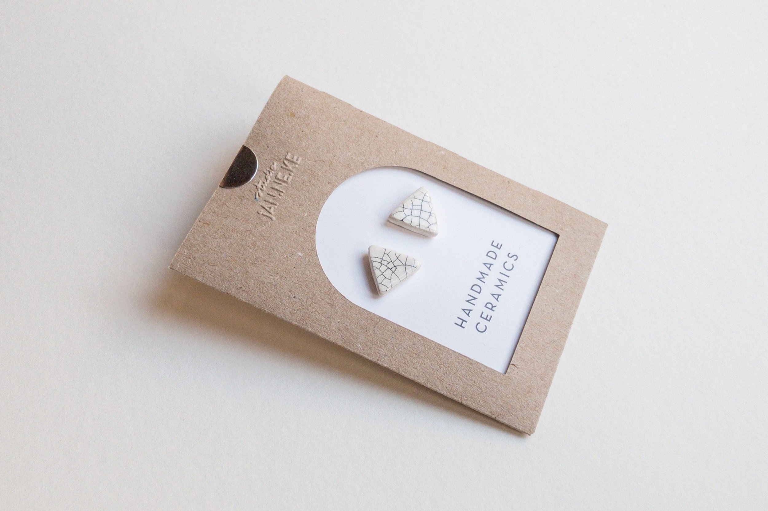 TRIANGLE set of two - Ear studs Earrings - Ceramic Jewellery - Handmade Ceramics by Studio Janneke in London