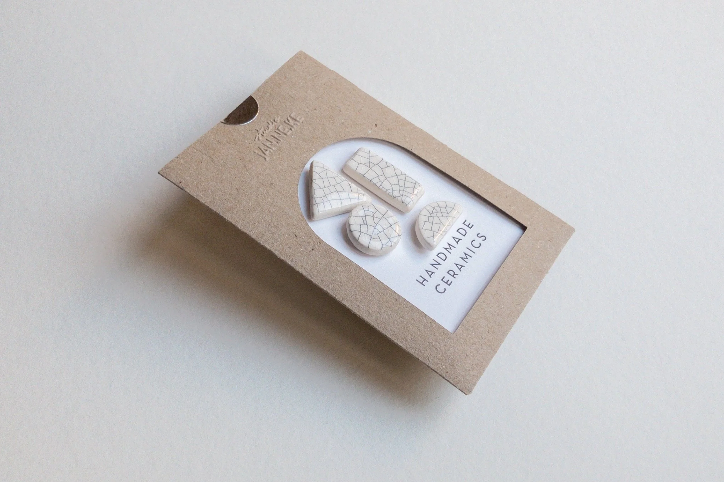 TANGRAM set of four - Ear studs Earrings - Ceramic Jewellery - Handmade Ceramics by Studio Janneke in London