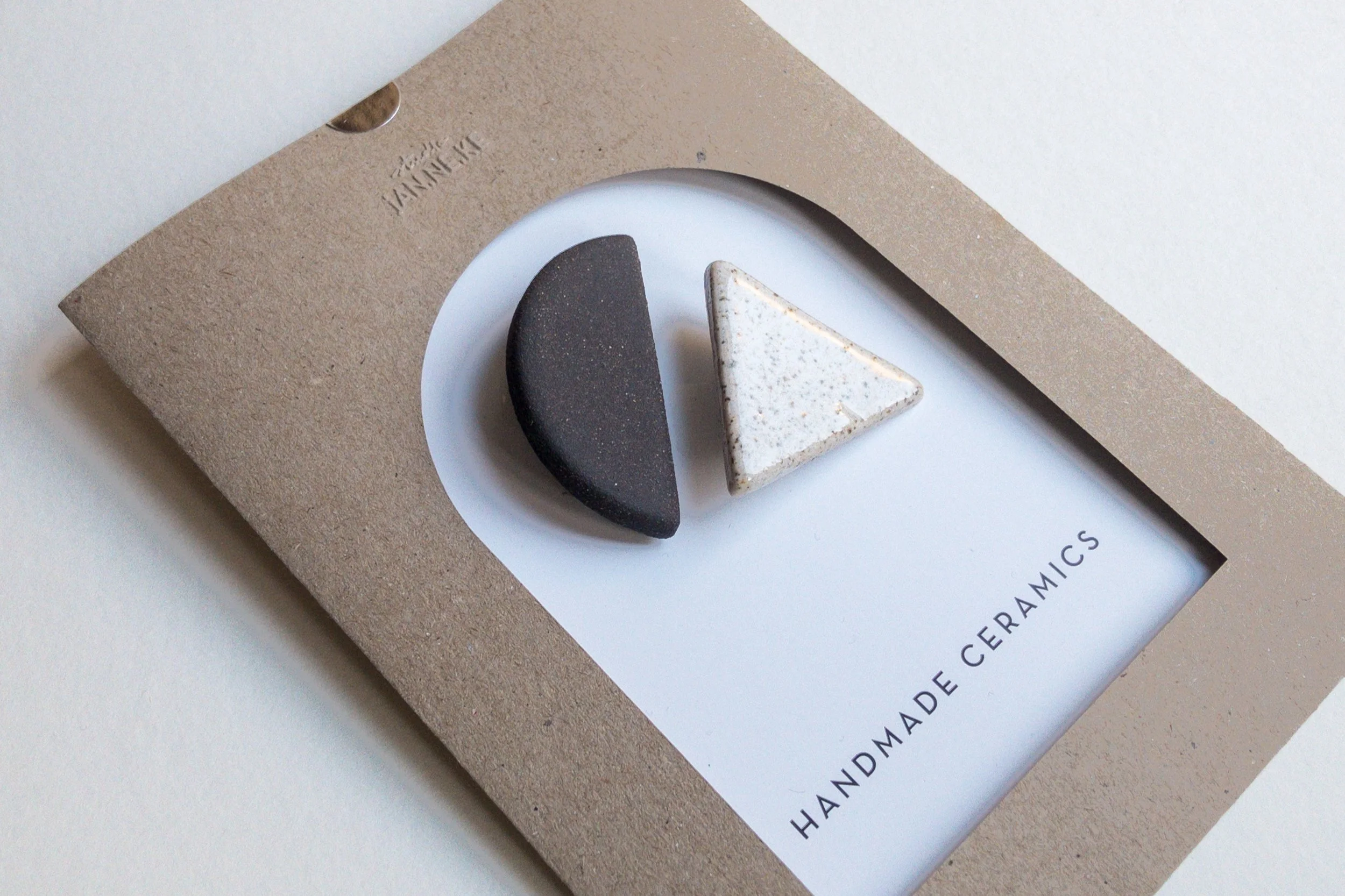 DOT TRIANGLE SMILE set of two - Brooches - Ceramic Jewellery - Handmade Ceramics by Studio Janneke in London