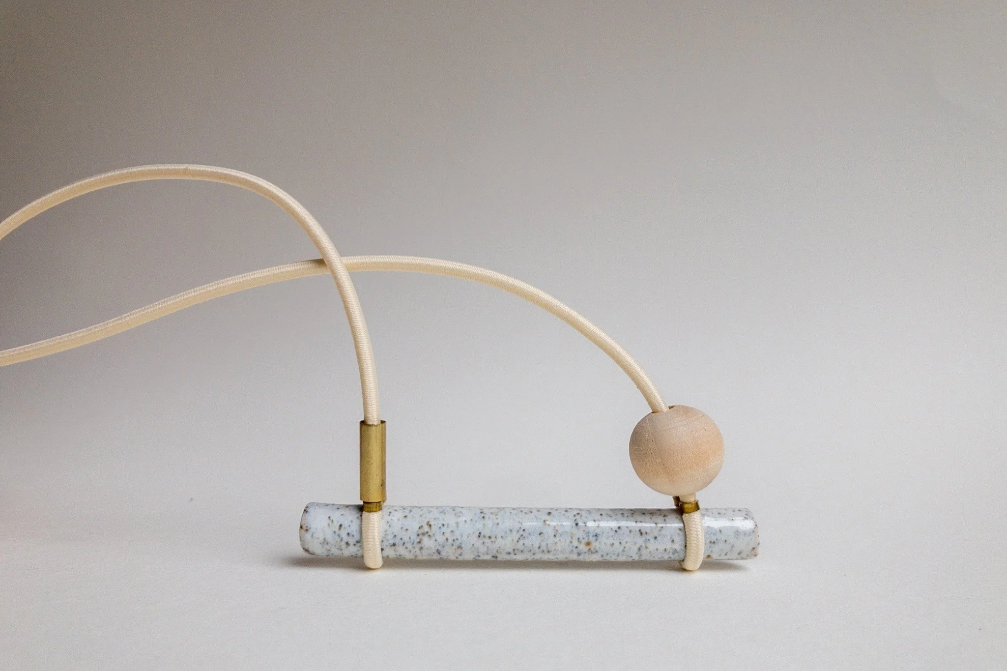 Bar Necklace - Mixed Material Clay Cork Wood Felt Brass Glass Necklace - Ceramic Jewellery - Handmade Ceramics by Studio Janneke in London