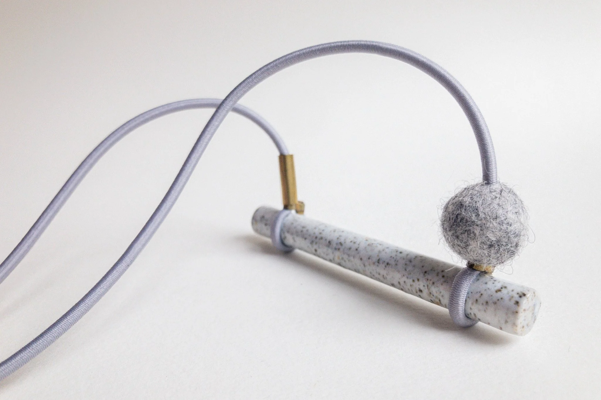 Bar Necklace - Mixed Material Clay Cork Wood Felt Brass Glass Necklace - Ceramic Jewellery - Handmade Ceramics by Studio Janneke in London