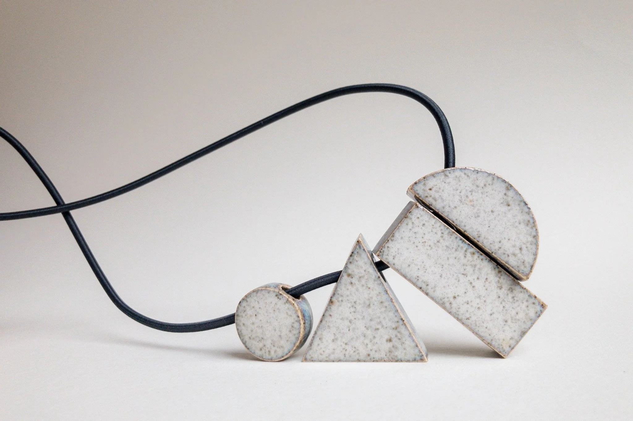Geo Tangram Necklace - Mixed Material Geometric Minimalist Clay Necklace - Ceramic Jewellery - Handmade Ceramics by Studio Janneke in London