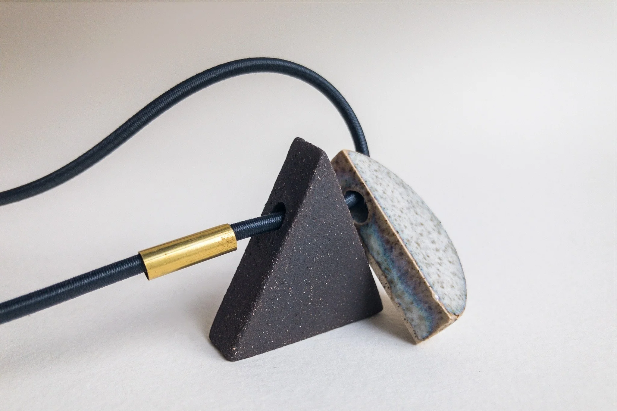 Geo Necklace - Mixed Material Geometric Minimalist Clay Necklace - Ceramic Jewellery - Handmade Ceramics by Studio Janneke in London