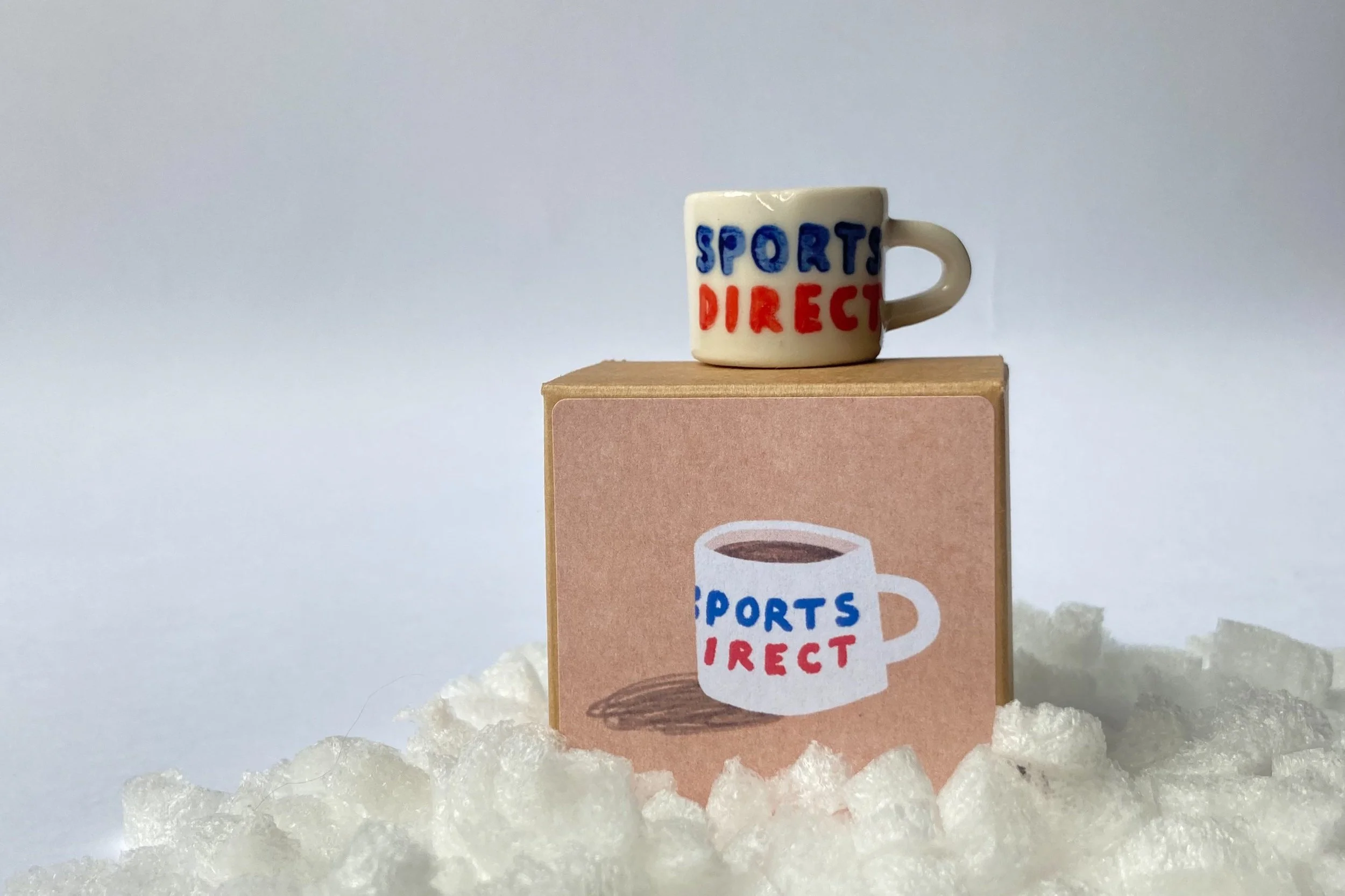 miniature tiny Sports Direct mug - handmade ceramic miniature - Studio Janneke Ceramics London