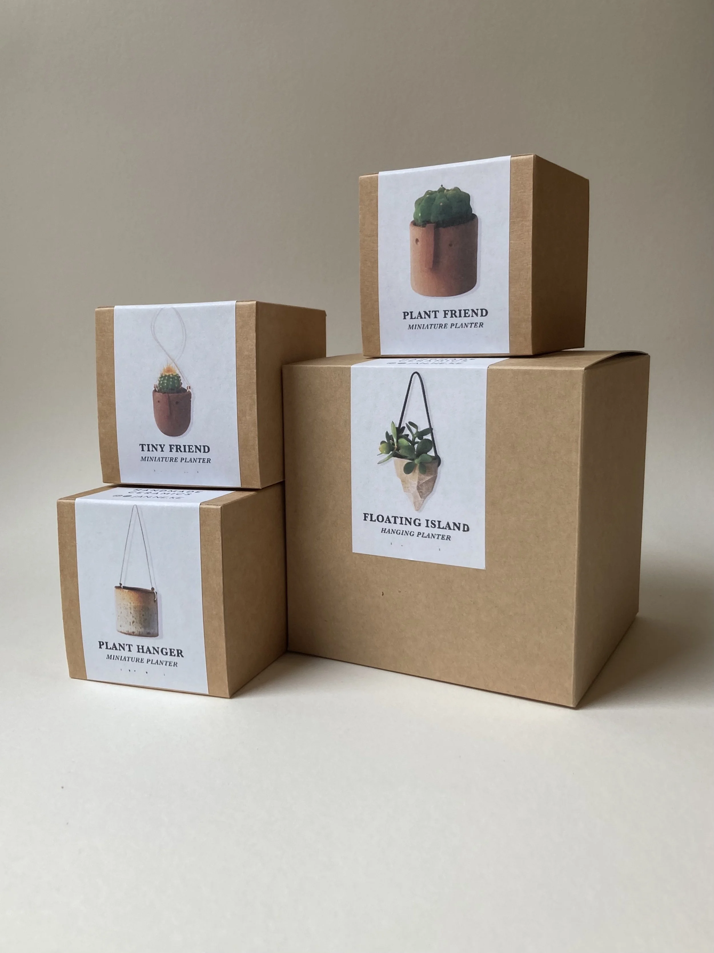 Tiny Friend Terracotta Face Pot - Cat Grass Planter - Handmade Ceramics by Studio Janneke in London