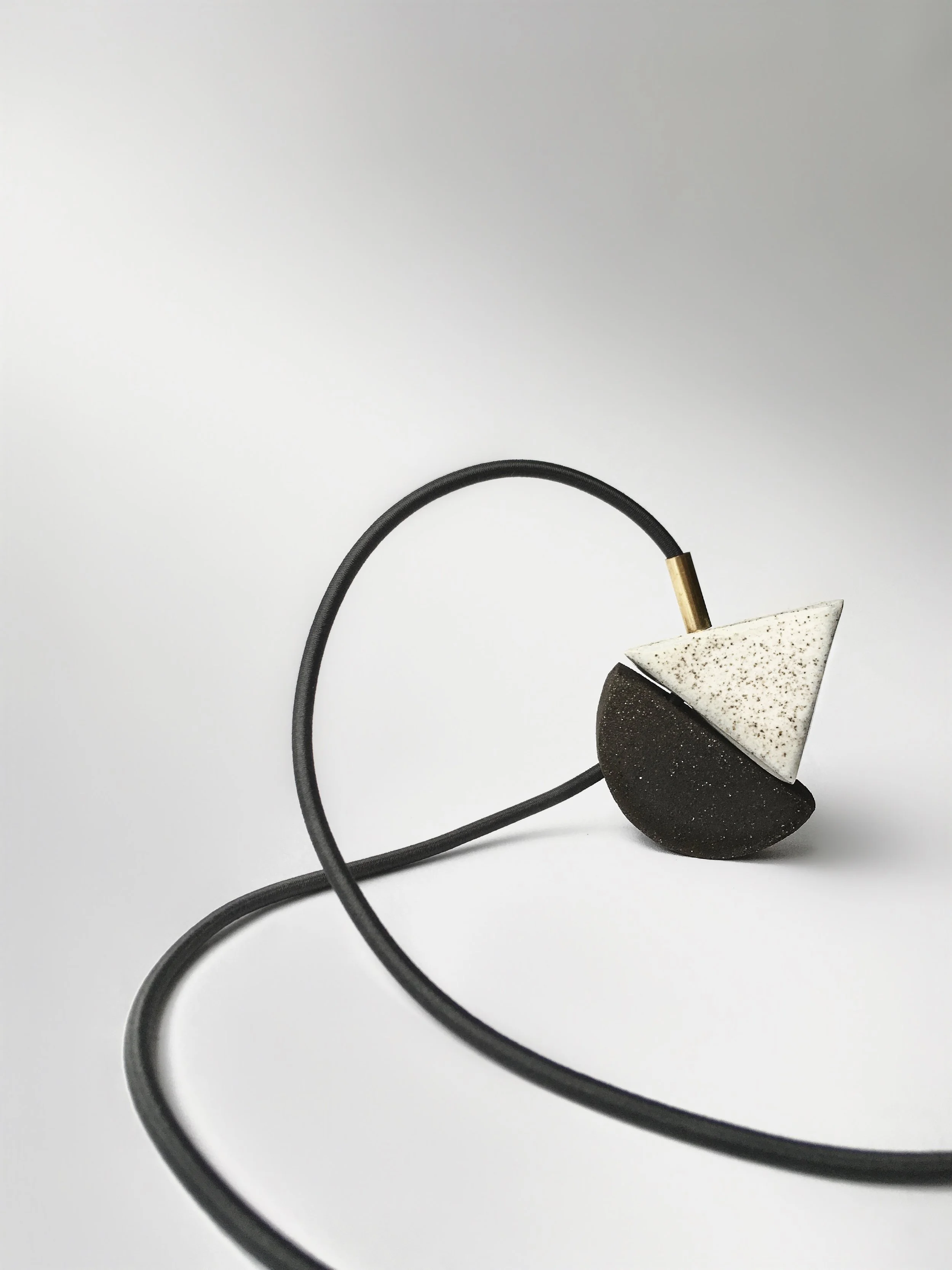 Geo Necklace - Mixed Material Geometric Minimalist Clay Necklace - Ceramic Jewellery - Handmade Ceramics by Studio Janneke in London
