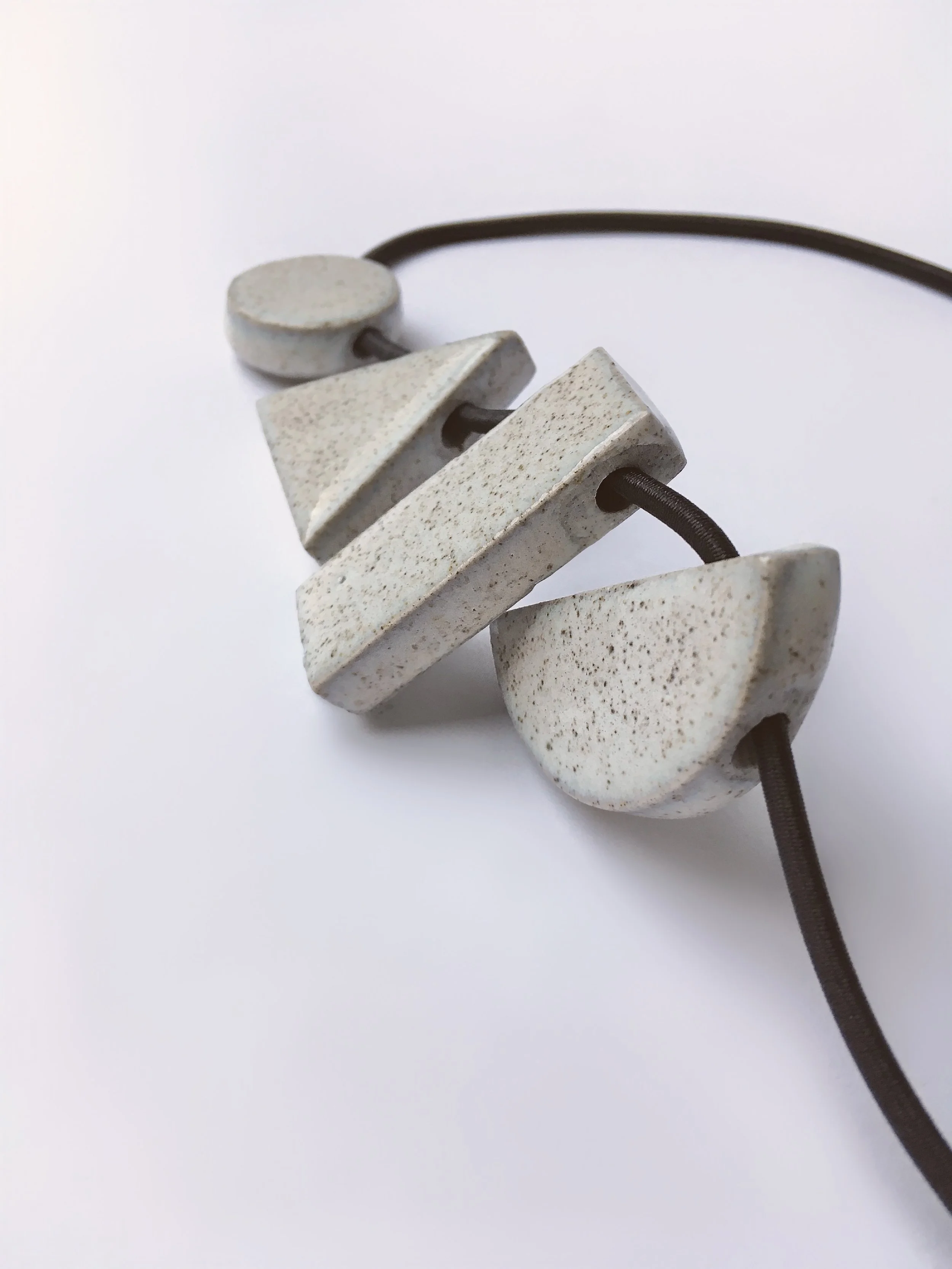 Geo Tangram Necklace - Mixed Material Geometric Minimalist Clay Necklace - Ceramic Jewellery - Handmade Ceramics by Studio Janneke in London