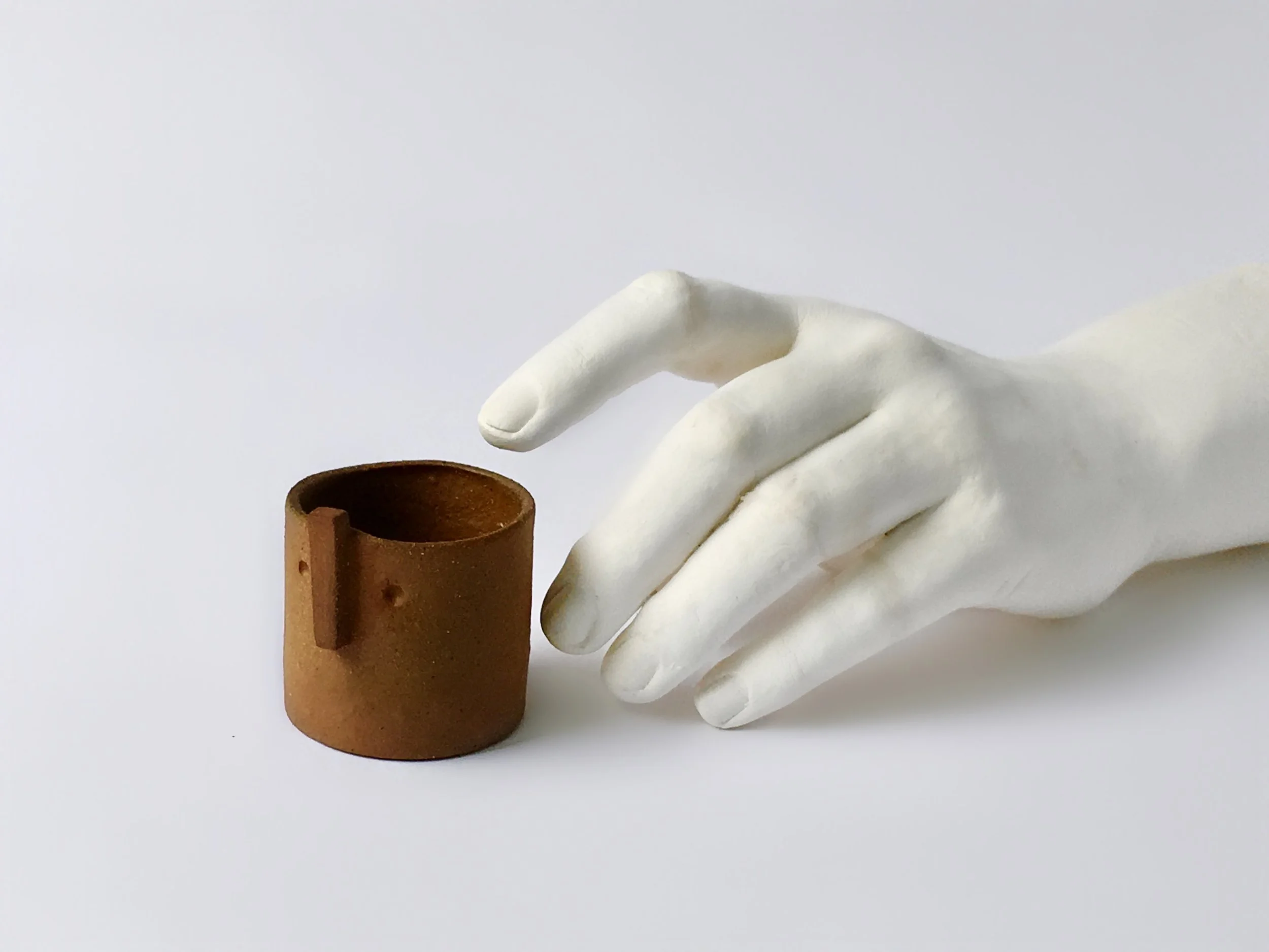 Tiny Friend Terracotta Face Pot - Cat Grass Planter - Handmade Ceramics by Studio Janneke in London