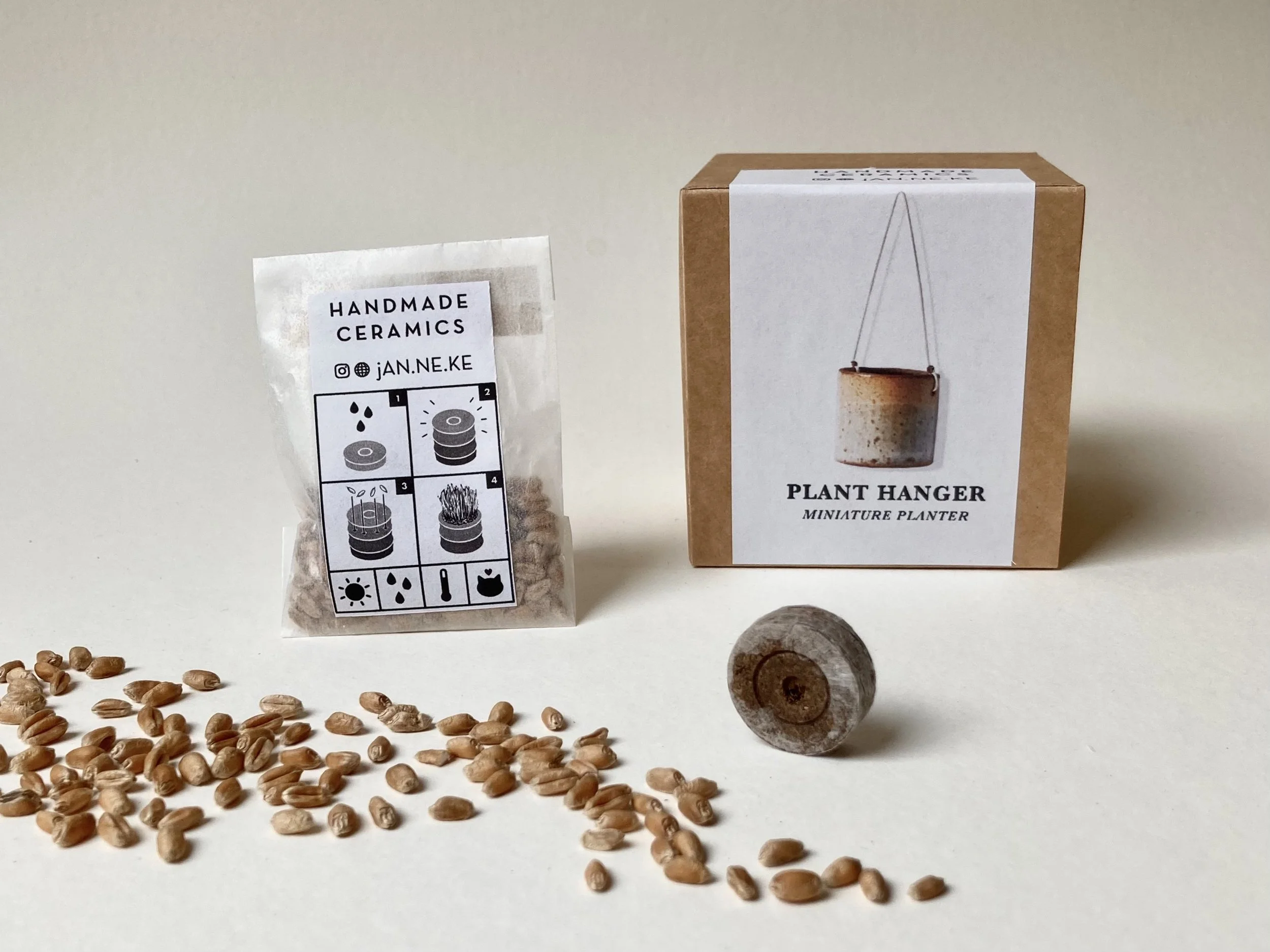 Tiny Friend Terracotta Face Pot - Cat Grass Planter - Handmade Ceramics by Studio Janneke in London