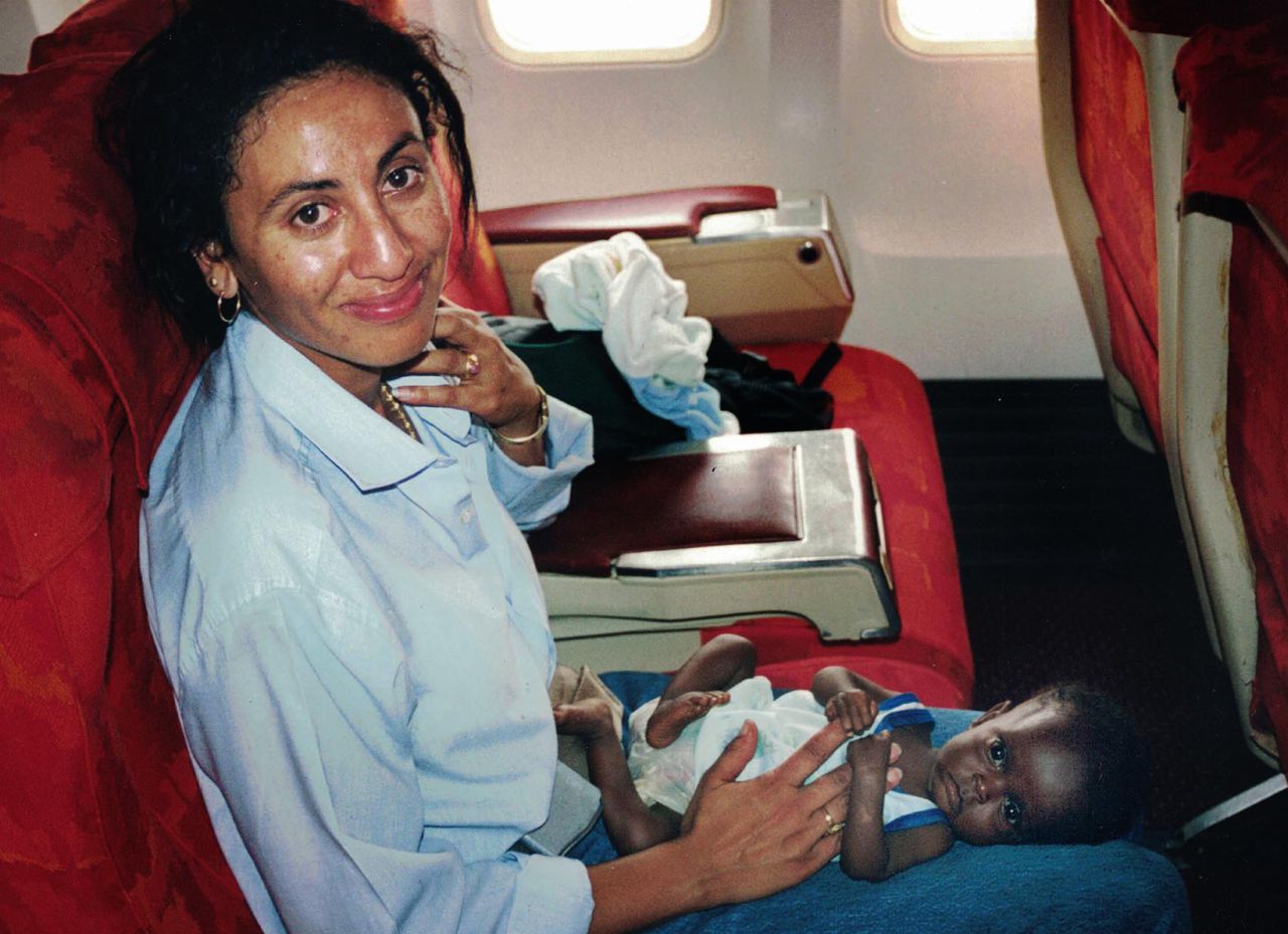 Sheikha Ali, an operations officer for the International Organization for Migration, on the flight out of the Congo. (Courtesy)