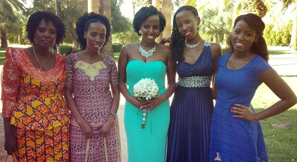Mamy Najurama, second from left, one of the women saved in the Congo rescue mission, with her sisters at their nephew' David's wedding. David lost both his parents and his younger sister in the death camp where Najurama was imprisoned for 16 months. (Courtesy)