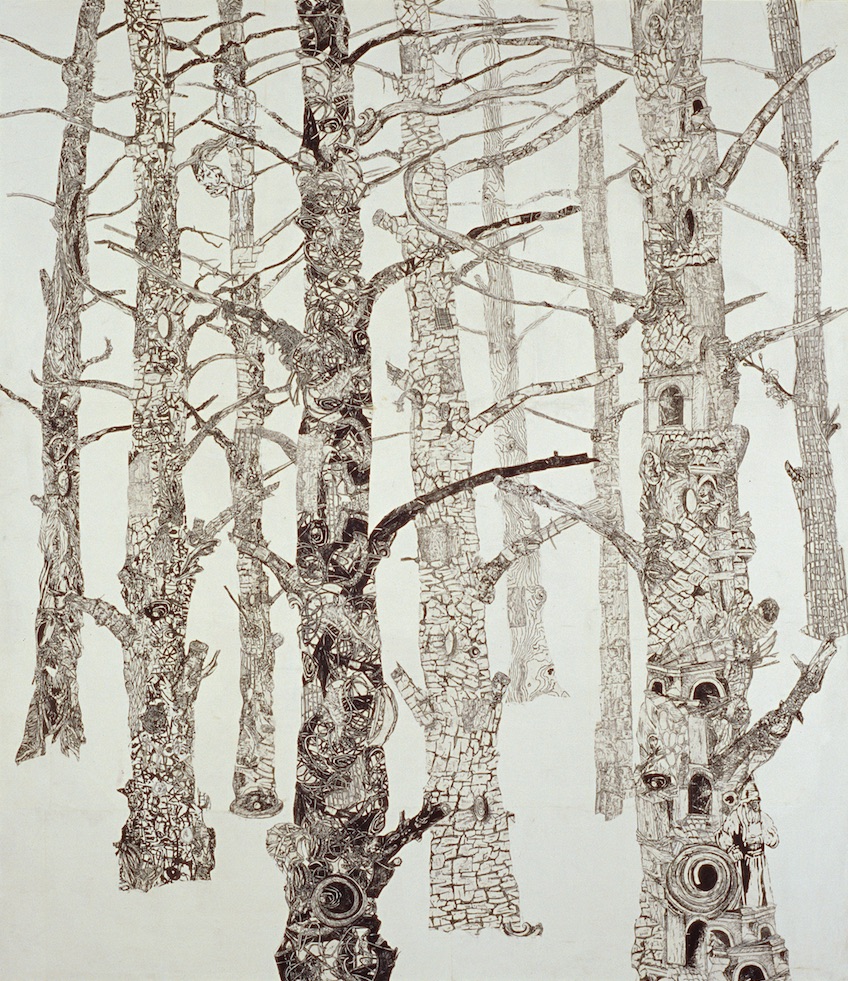  Forest  woodblock prints on kozo paper on wood panel  87" x 76"  1996    