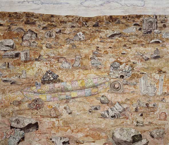  Mars  woodblock prints on kozo paper on wood panel  72" x 82"  2003    