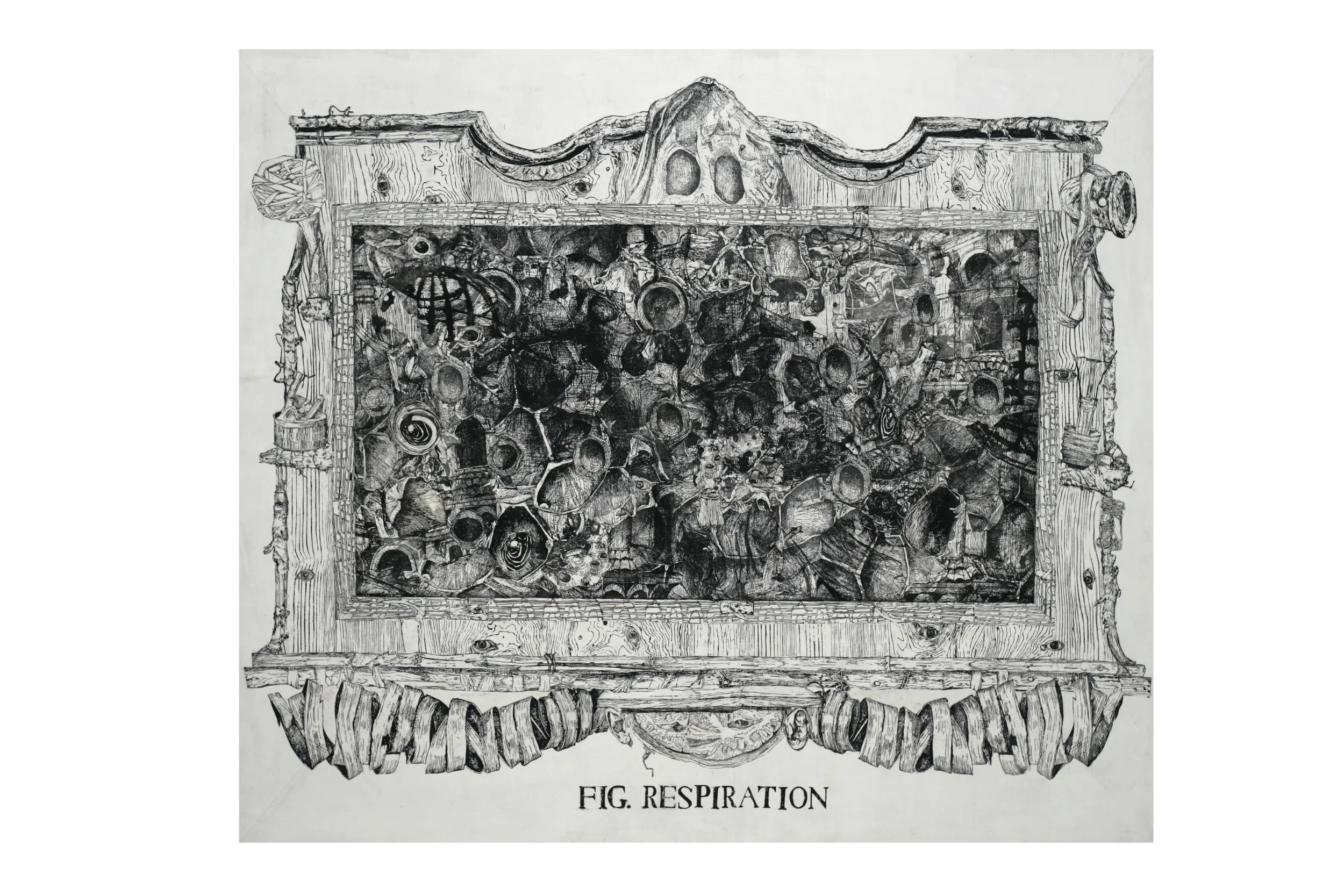 Respiration woodblock prints on kozo paper on wood panel 58" x 68" 2005