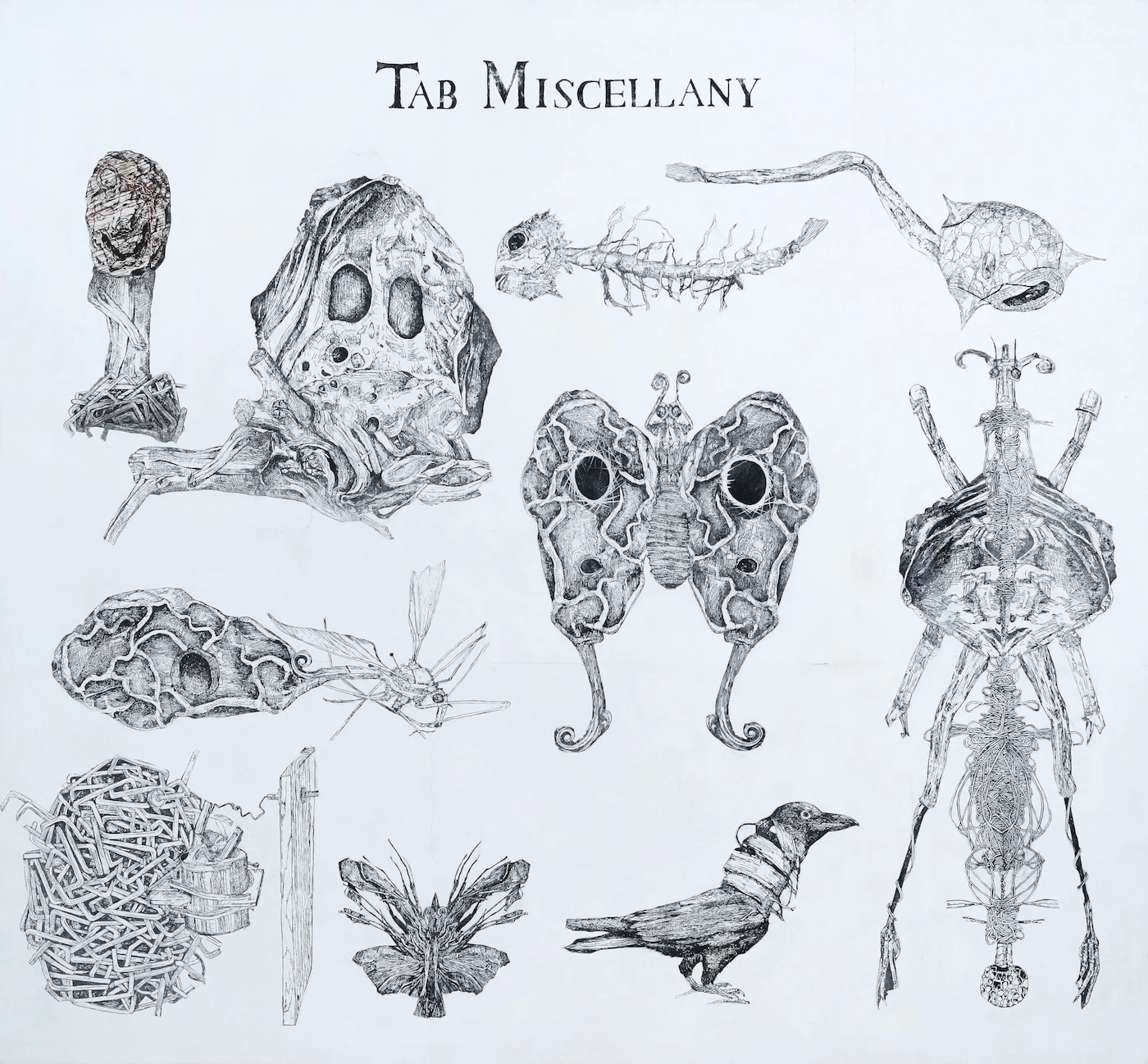 Tab Miscellany woodblock prints on kozo paper on wood panel 61" x 65" 2009