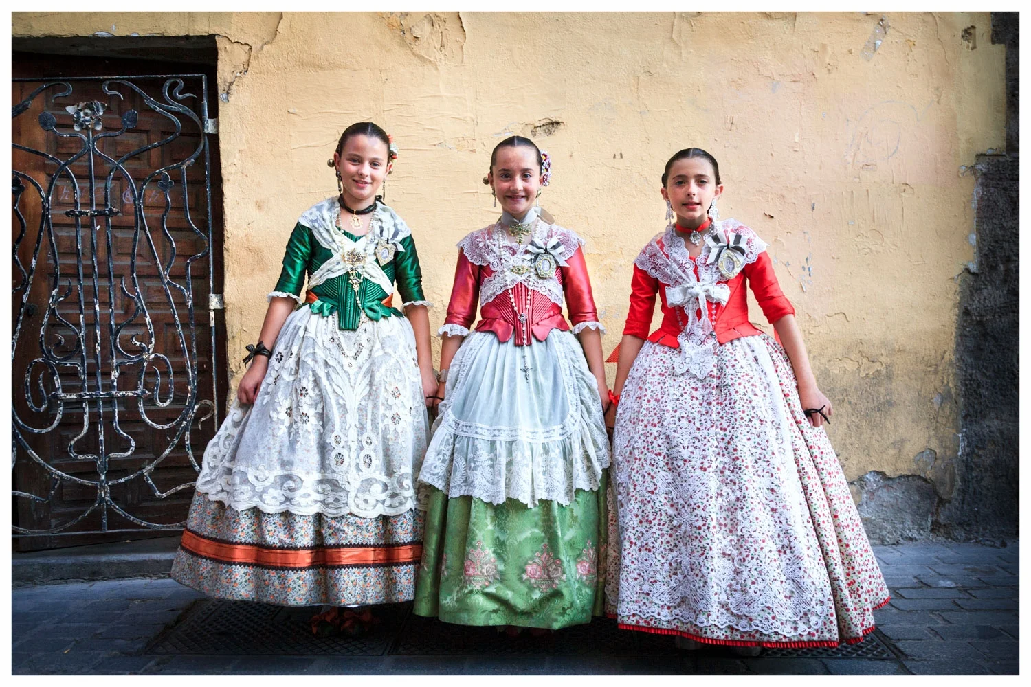 Girls in traditional dress, Valencia, Spain