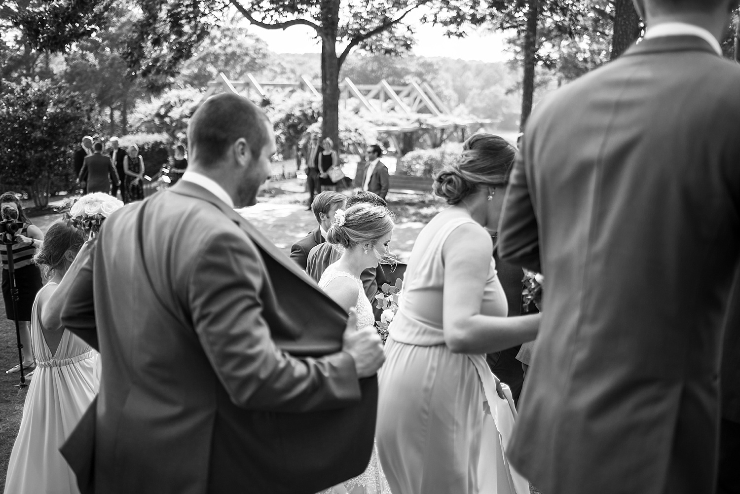  When you don't want guests to see you before the ceremony so your bridal party goes into CIA mode 