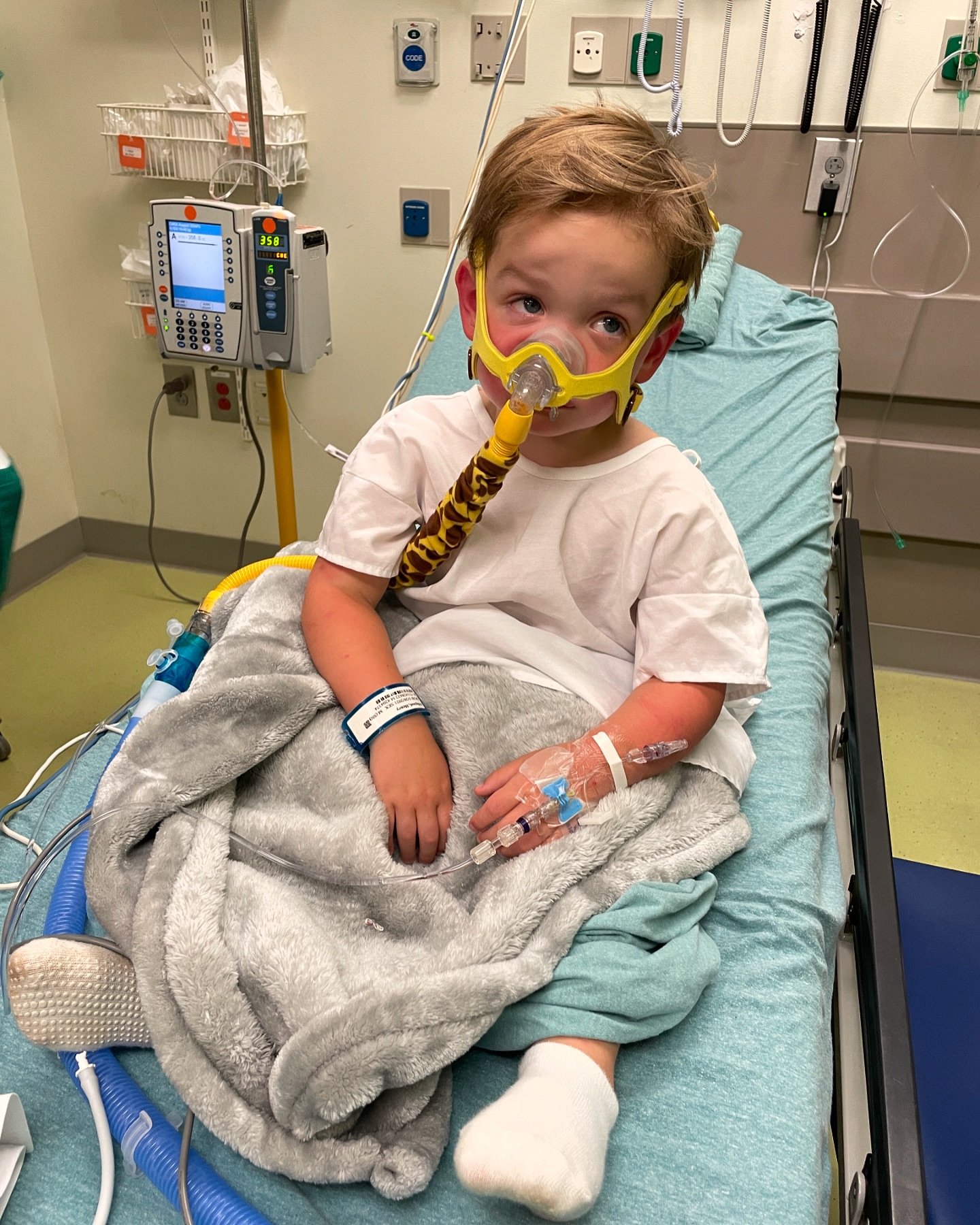 Henry has been admitted with pneumonia 😭 He went from a cough Wednesday night to a rough night last night trying to help him breathe comfortably. It&rsquo;s crazy what even just a little cold can do to him. He was pretty upset when he found out we a