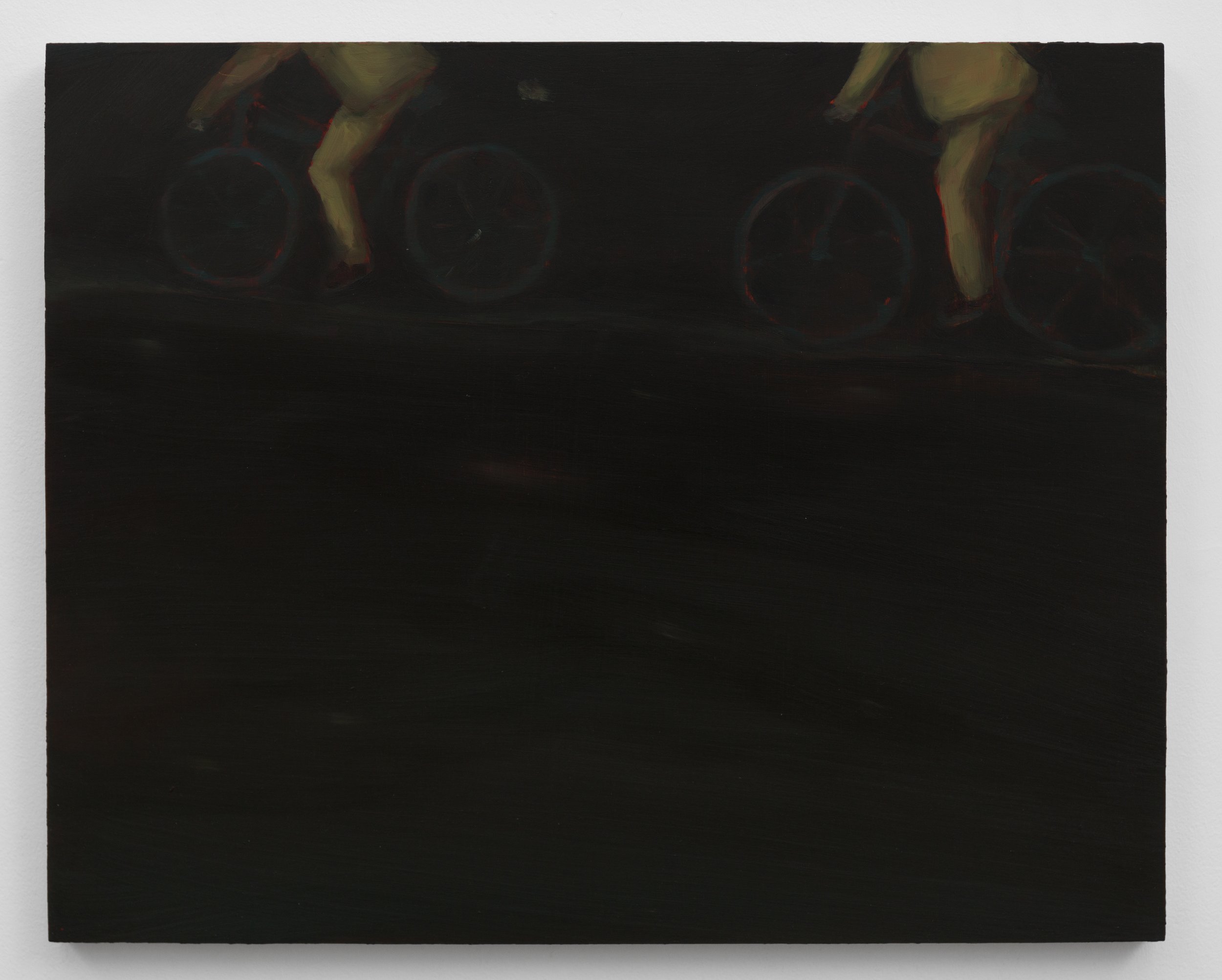 Herd mentality-Night Biking 16 x 20 inches oil on panel 2023