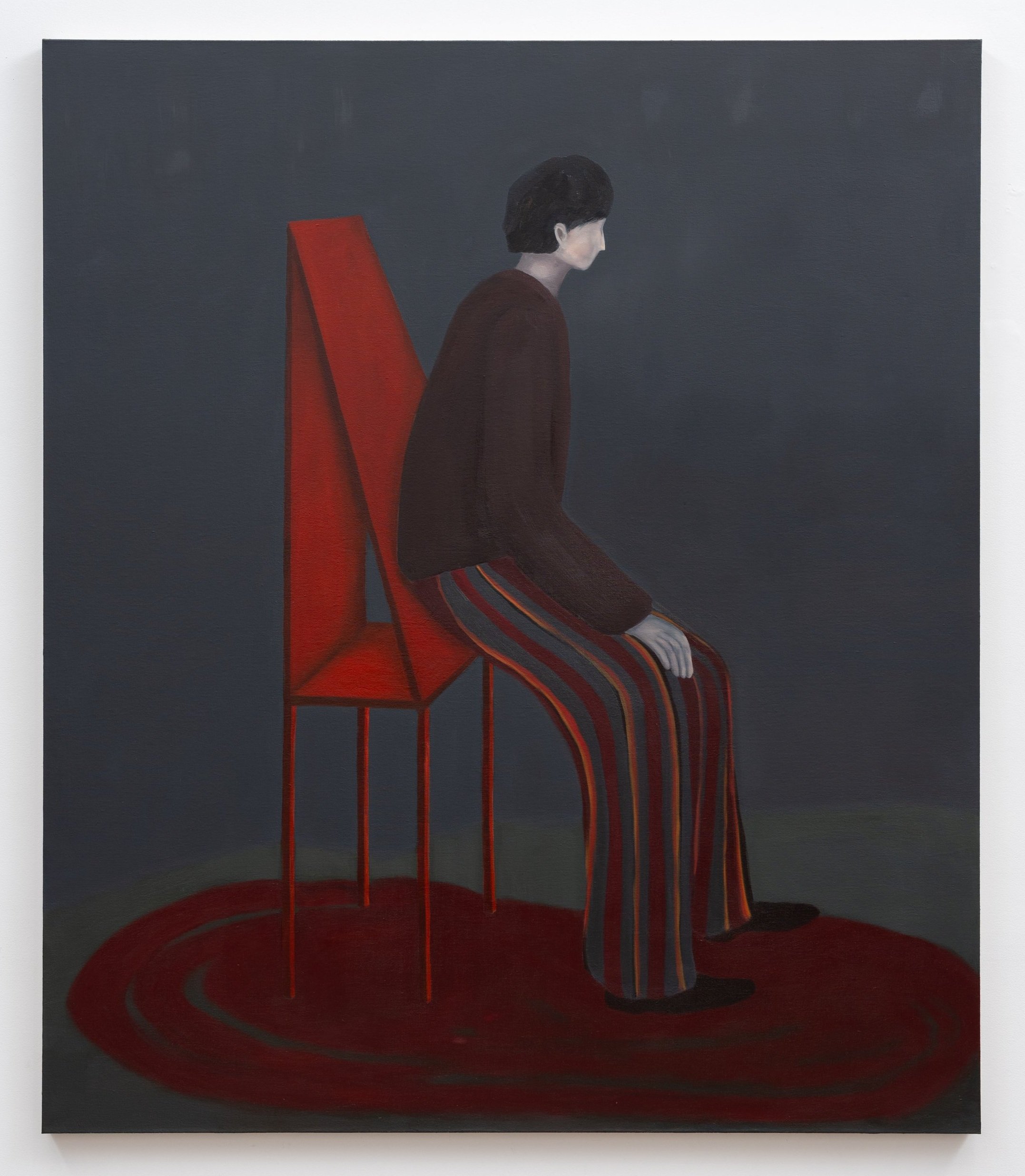 Disturbance- triangle chair oil on linen 60inches x 70inches 2023