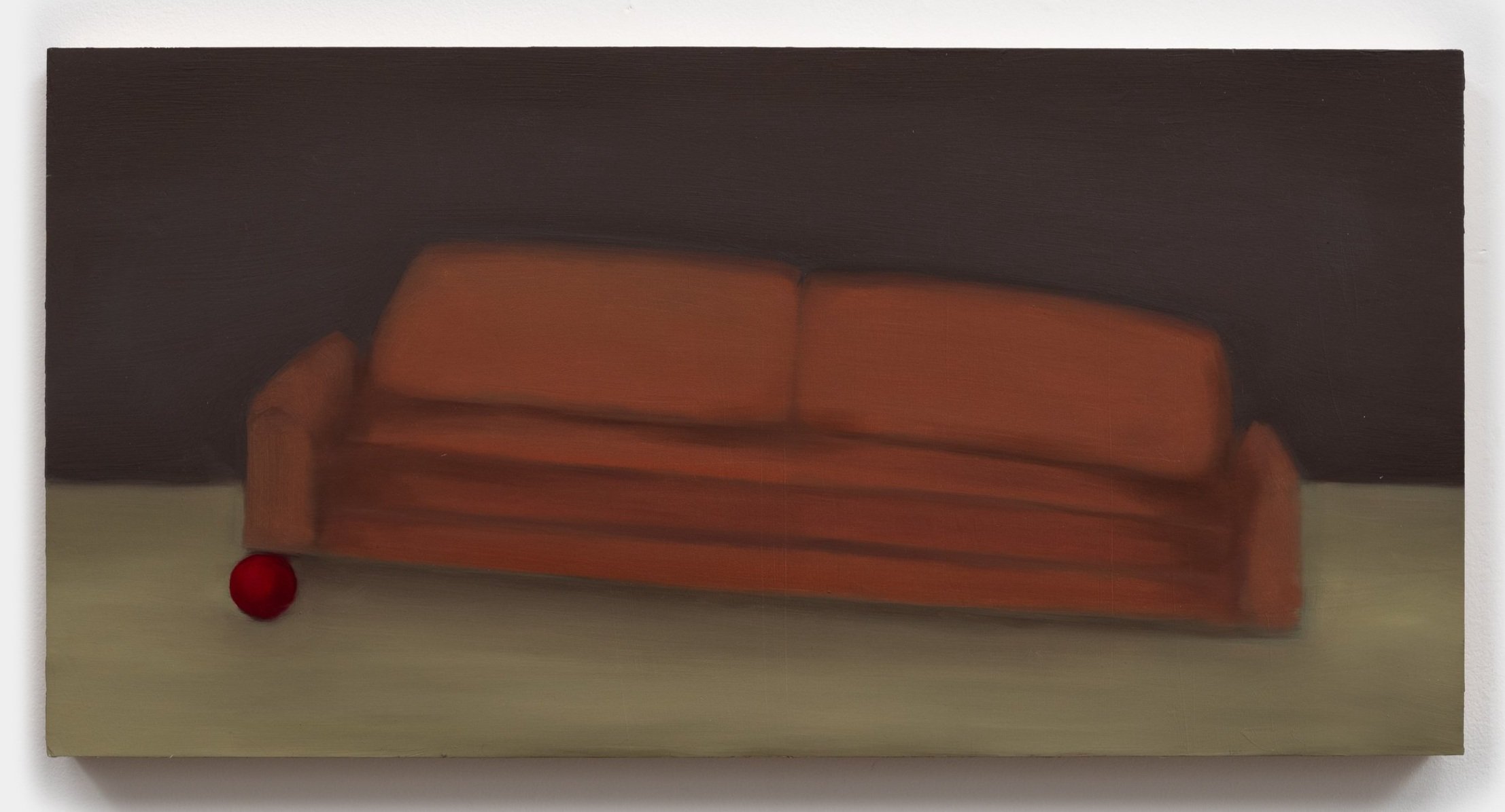 Disturbance-slanted sofa oil on panel 24inches x12inches 2023