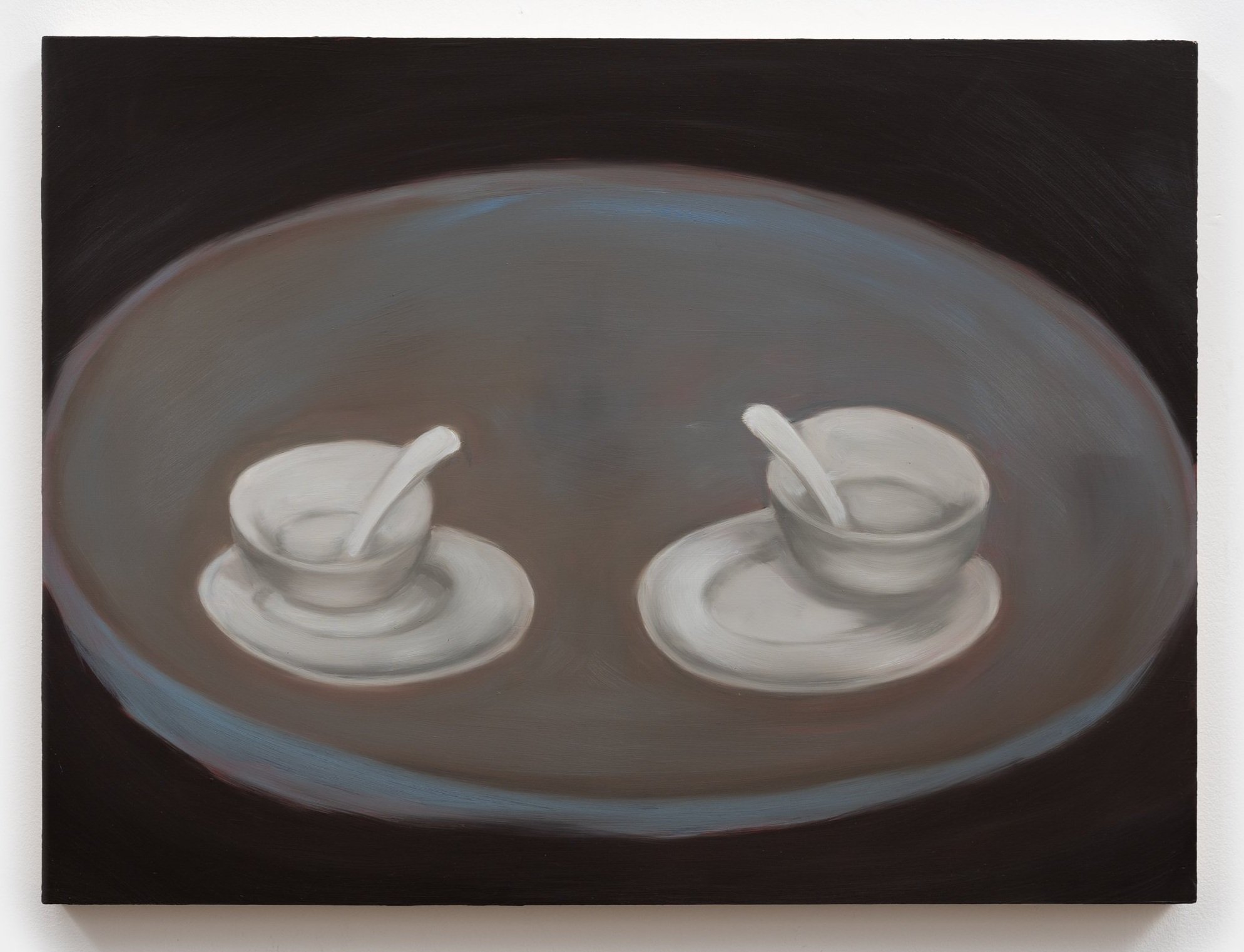 Conversation- spoon talk oil on panel 24inches x 18inches 2023