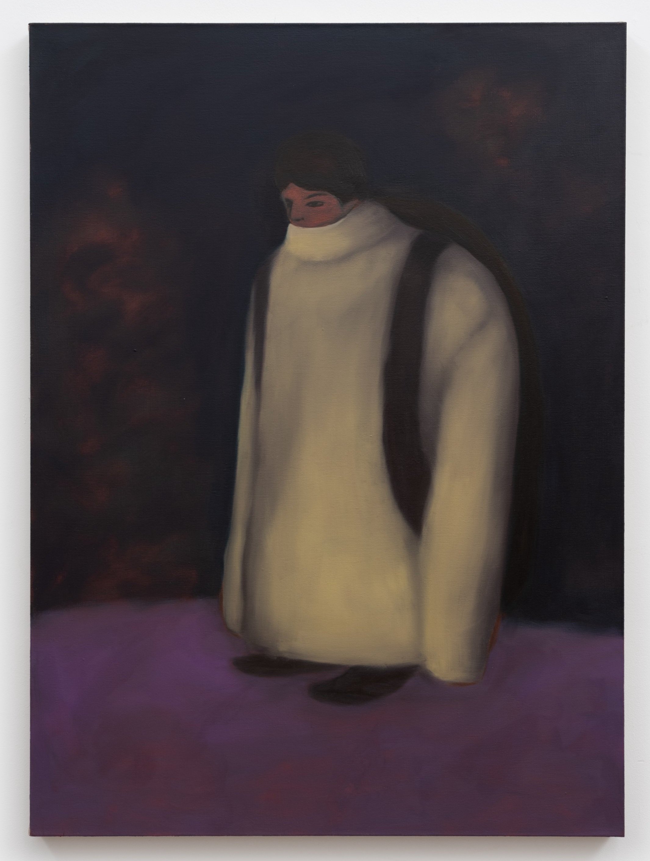 Unbefitting-sweater oil on linen 33inches x46inches 2023