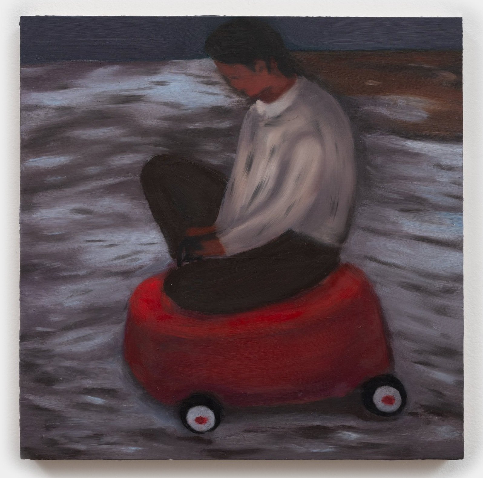 Unbefitting-toy car oil on panel 10inches x10inches 2023