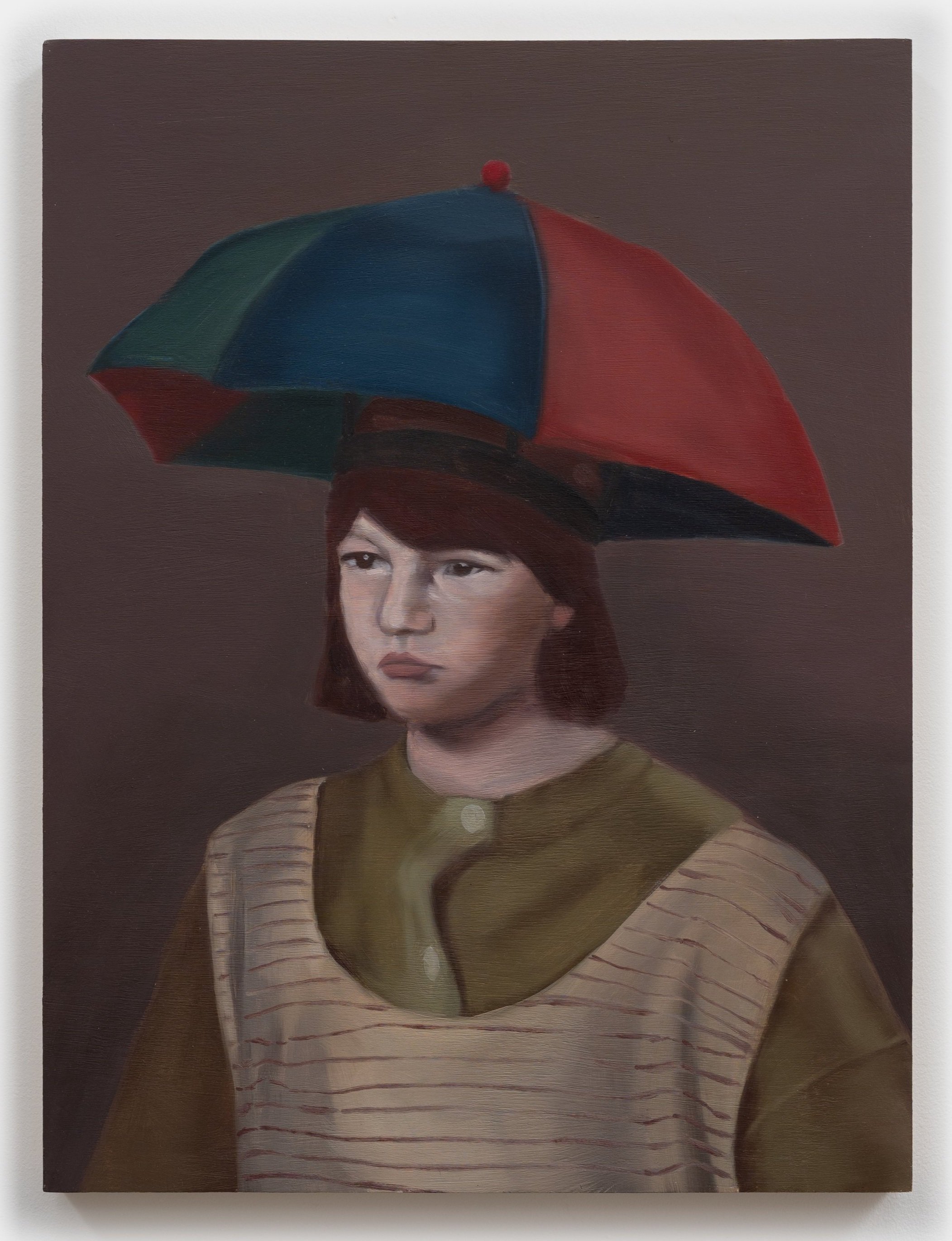 Undercover-head umbrella oil on panel 18inches x 24inches 2023