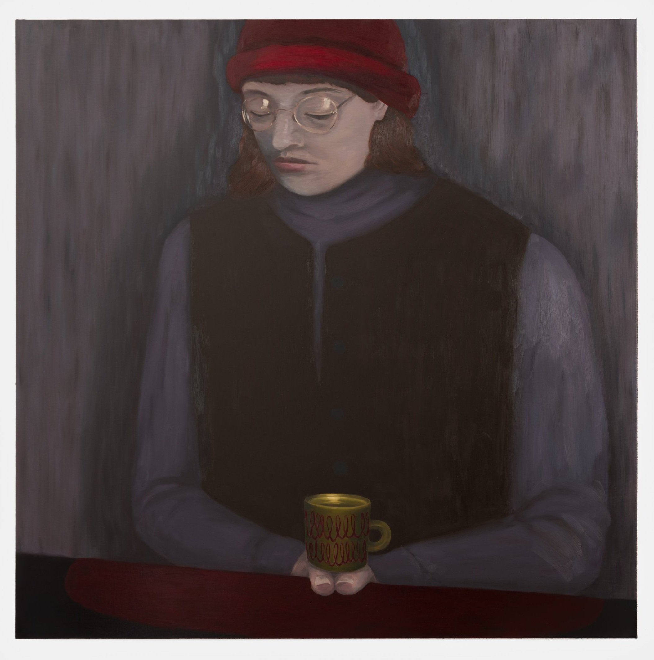Cup lock oil on linen 60 inches x 60 inches 2024