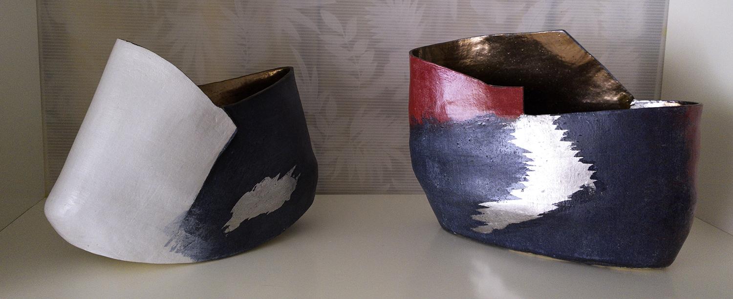 Ceramic vases with a splash of palladium shown in the Salt Spring Island Ceramic Awards- the prestigious juried show held October 6 - 16, 2016, on Salt Spring Island