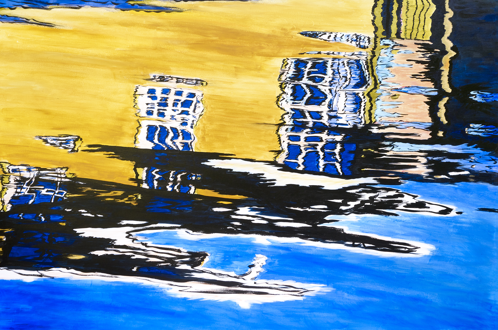 MOVING ABSTRACTION - VICTORIA BOATHOUSES ACRYLIC ON CANVAS 72" * 48" - Sold