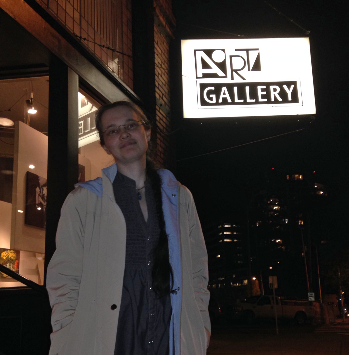 Saturday night opening reception at the gallery.